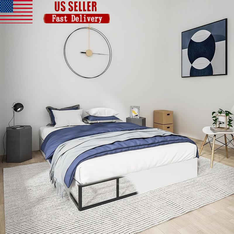 Box Spring Queen Bed 9 In High Metal Heavy Duty Mattress Foundation Fabric Cover