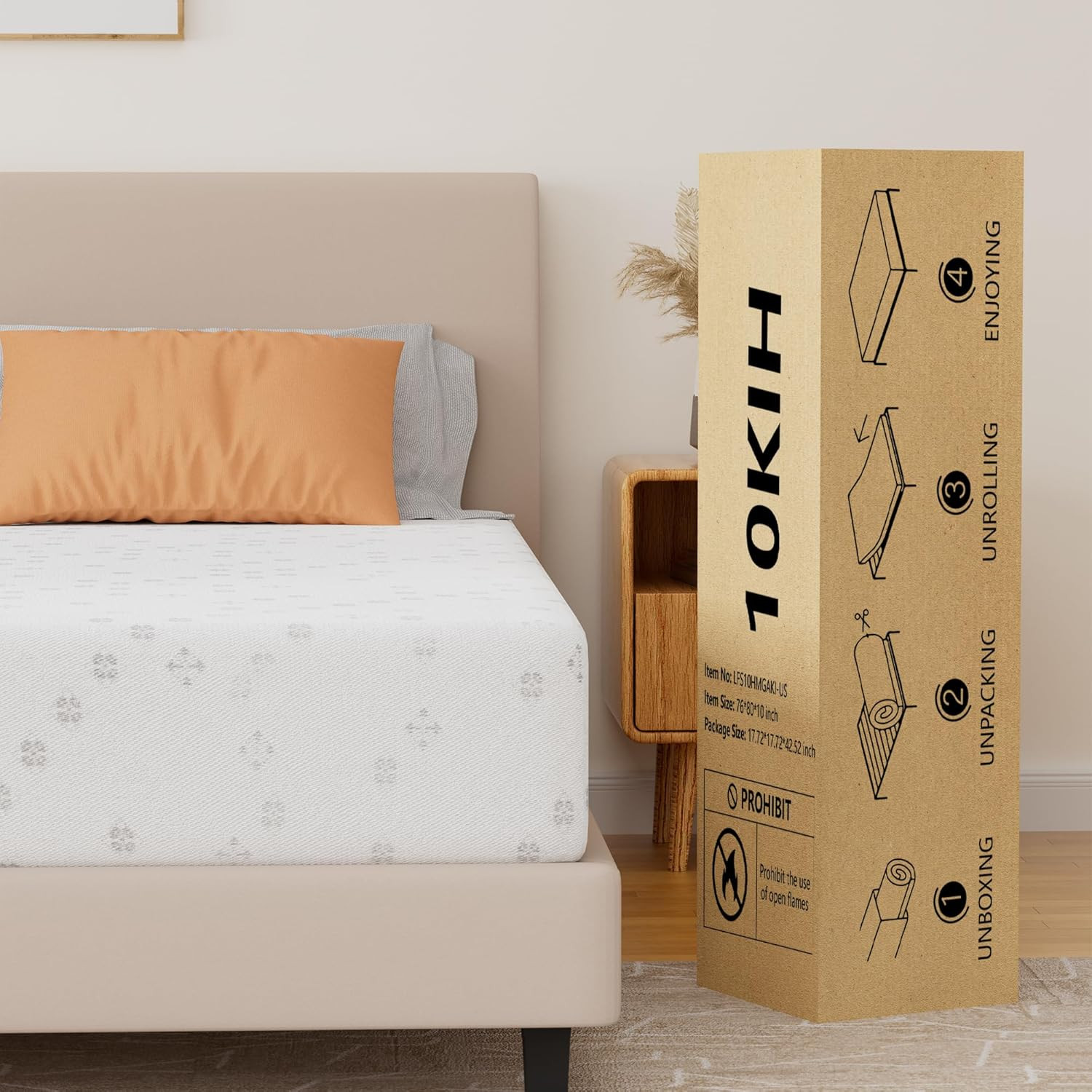King Mattress 10 Inch Memory Foam Mattress in a Box, Gel Memory Foam or Lumbar S