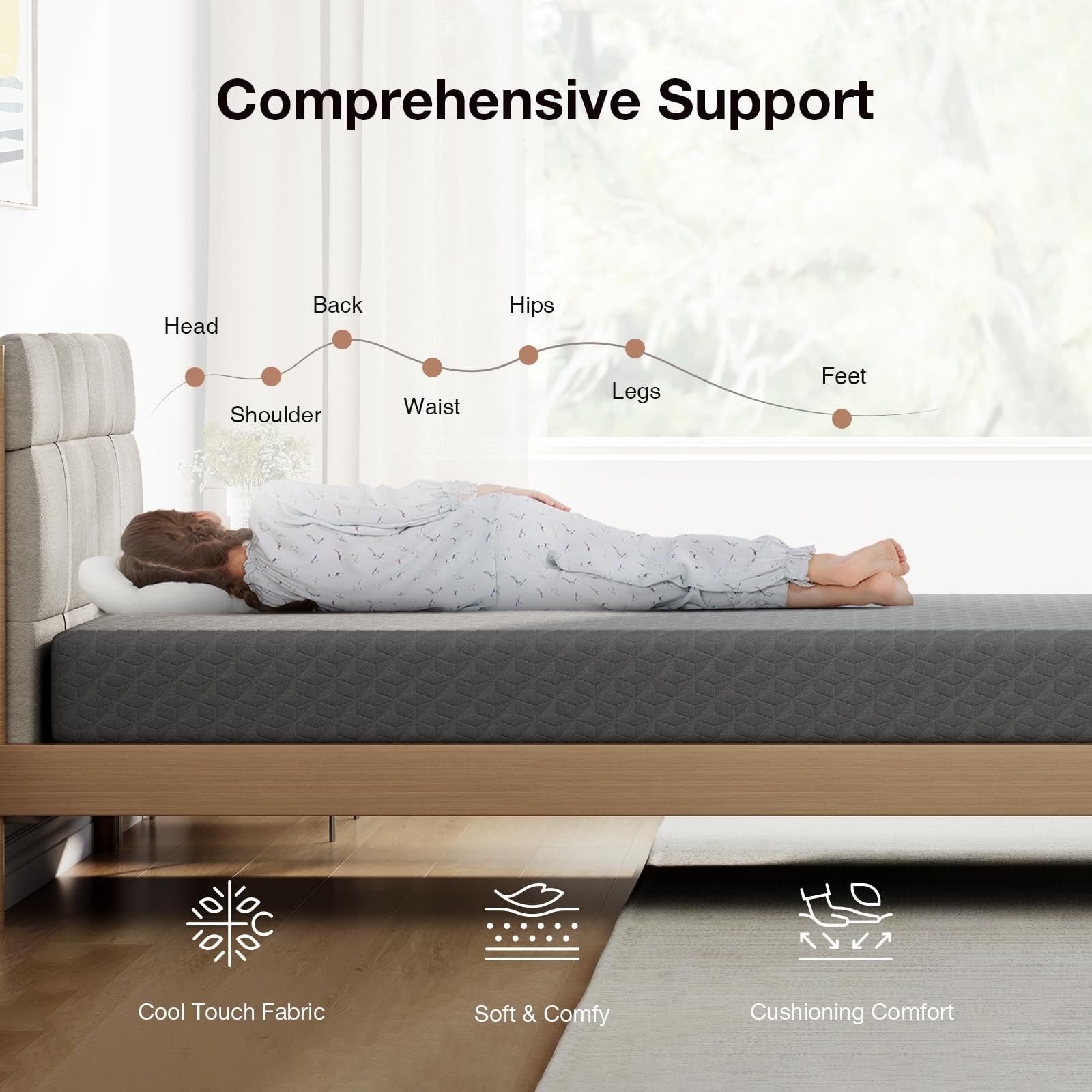 Twin XL Mattress 5 Inch, XL Twin Memory Foam Mattress in a Box with Airflow W…