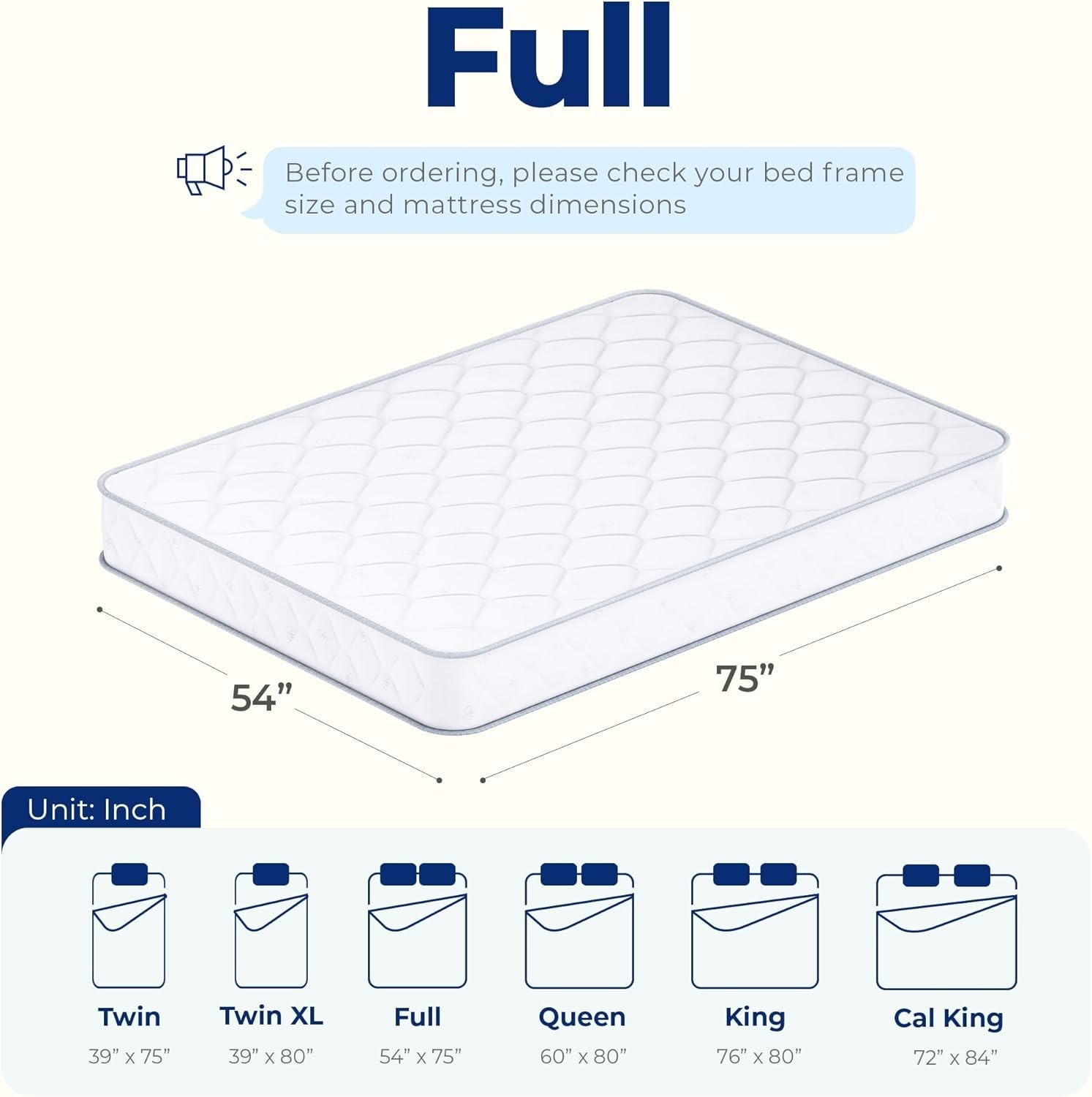 Versatile Full Size 8-Inch Hybrid Mattress with Cooling Gel & Eco-Friendly Cover