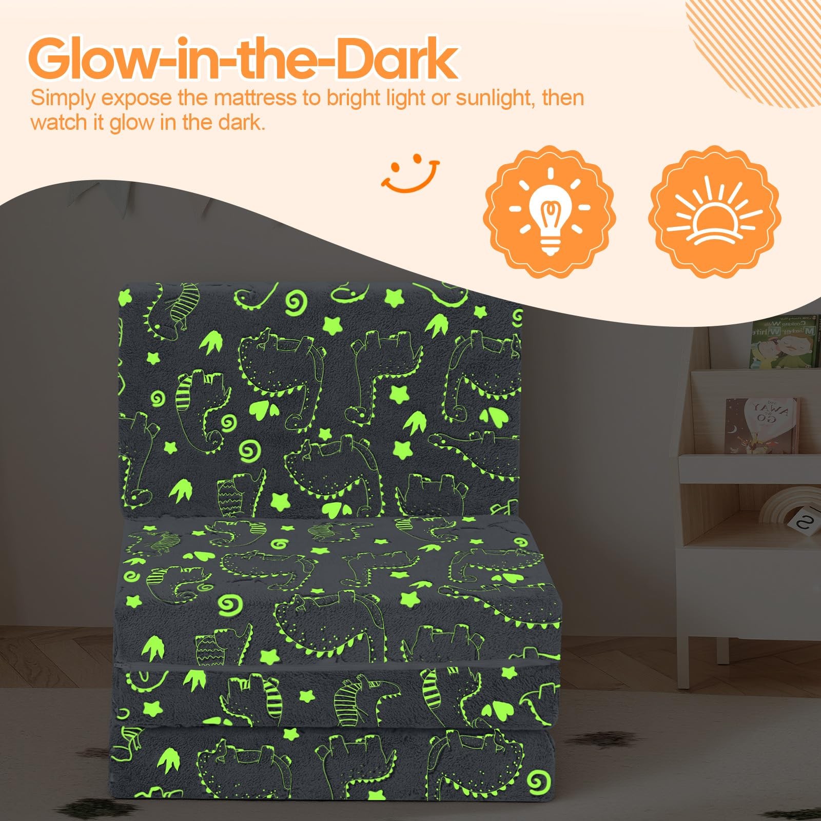 MeMoreCool Kids Folding Mattress, Trifold Foldable Floor Mattress for Kids, 6…