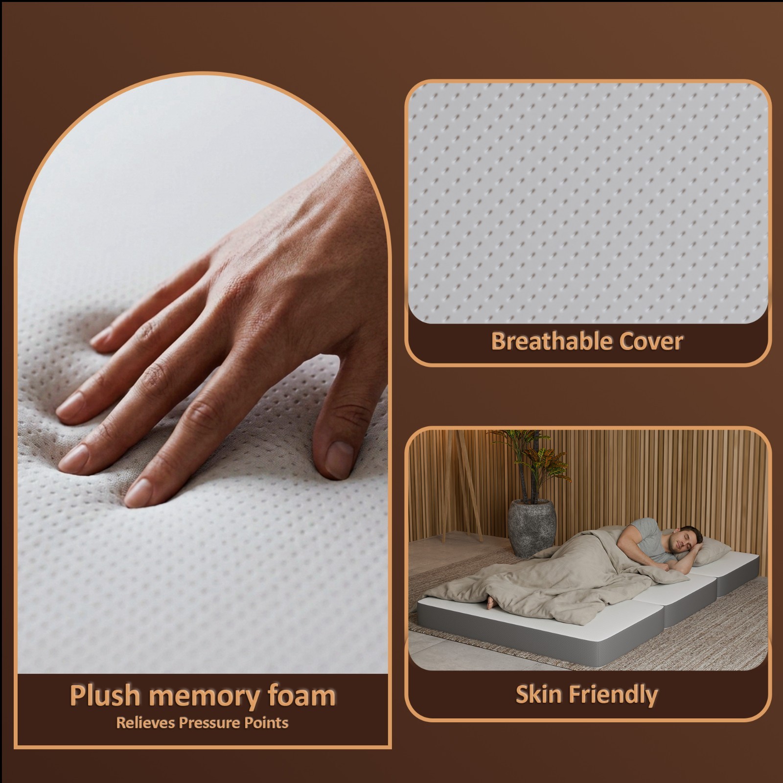 Continental Sleep, 3-Inch Memory Foam Trifold Mattress / Portable Floor Mattress