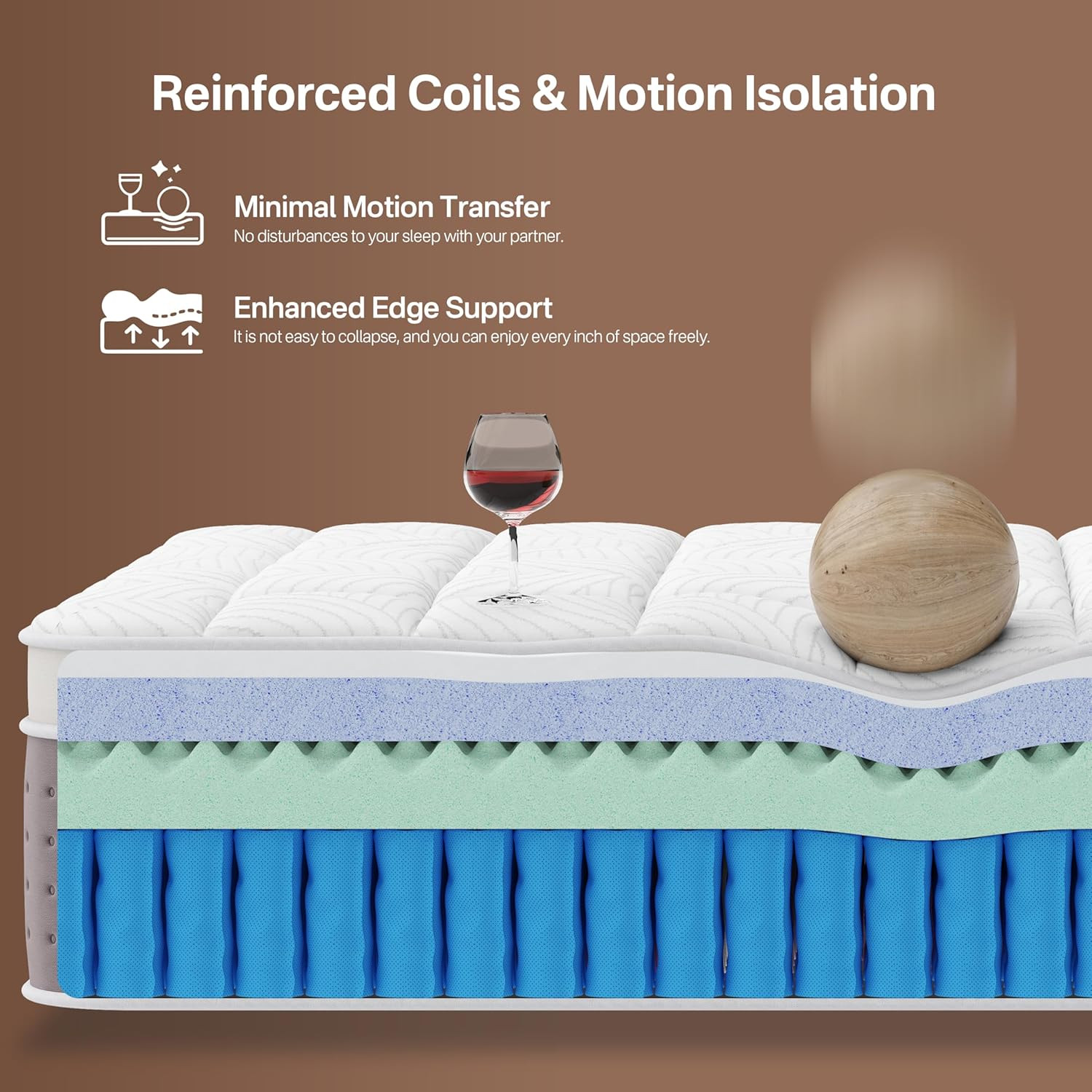 California King Mattress, Upgraded 12 Inch Hybrid Cal King Mattress in a Box, Co