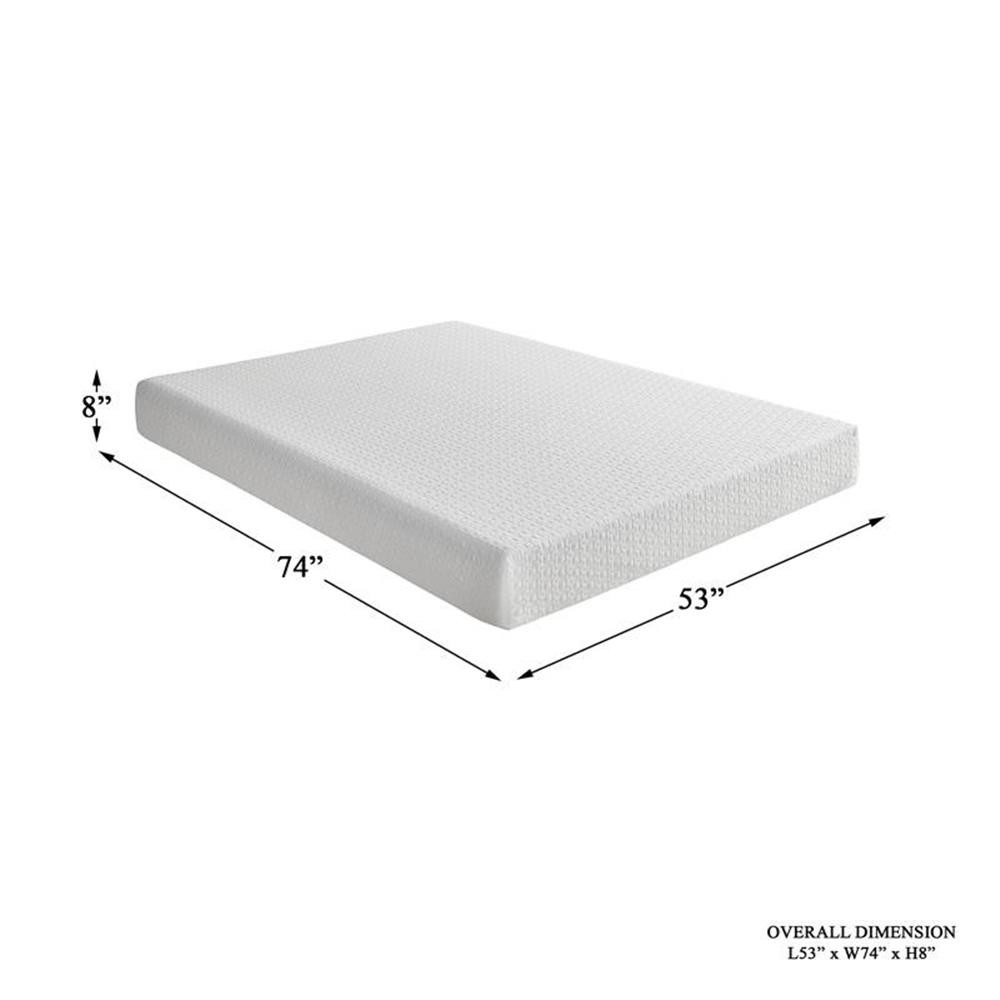 Lexicon Homelegance Bedding 8″ Modern Fabric Full Gel Memory Mattress in White
