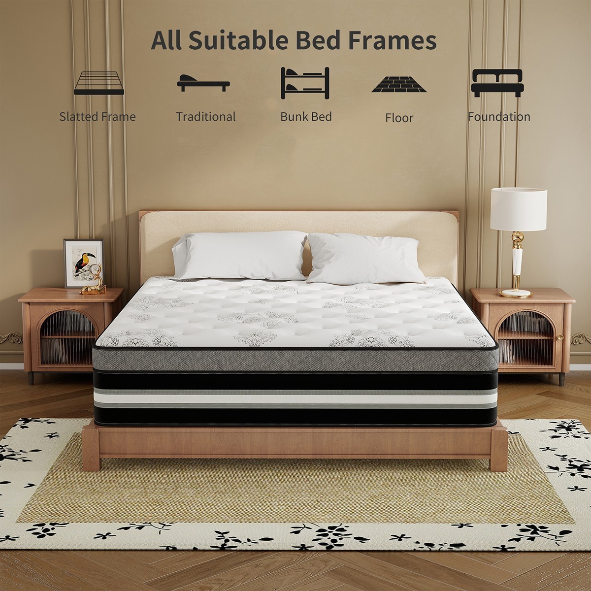 12″/14″ Queen Mattress in a Box Gel Memory Foam Hybrid Spring Twin Full King