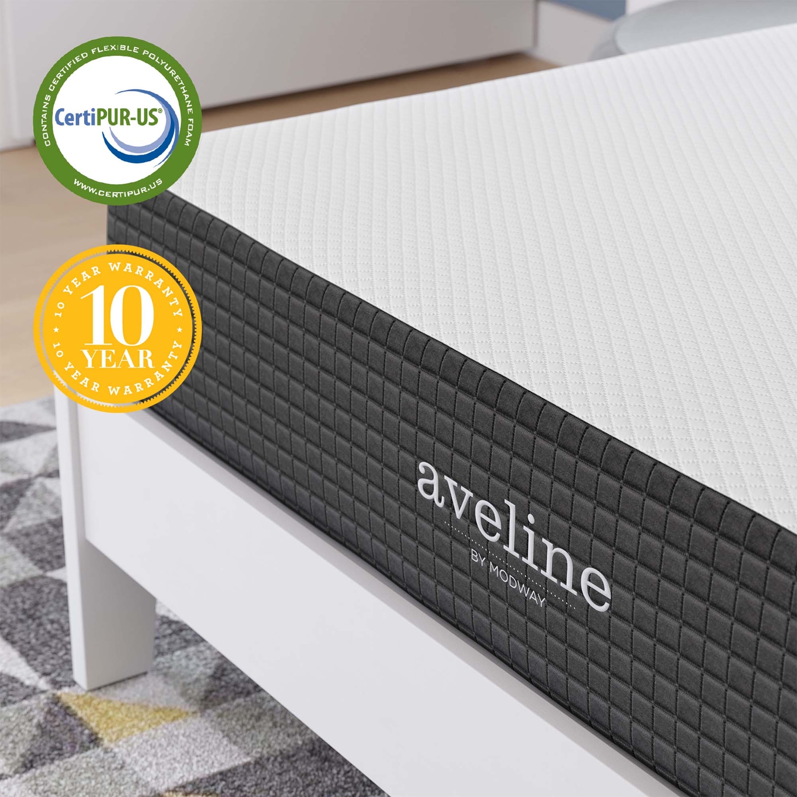 Modway 10″ Cool Gel-Infused Firm Full Memory Foam Mattress With 10 Year Warranty