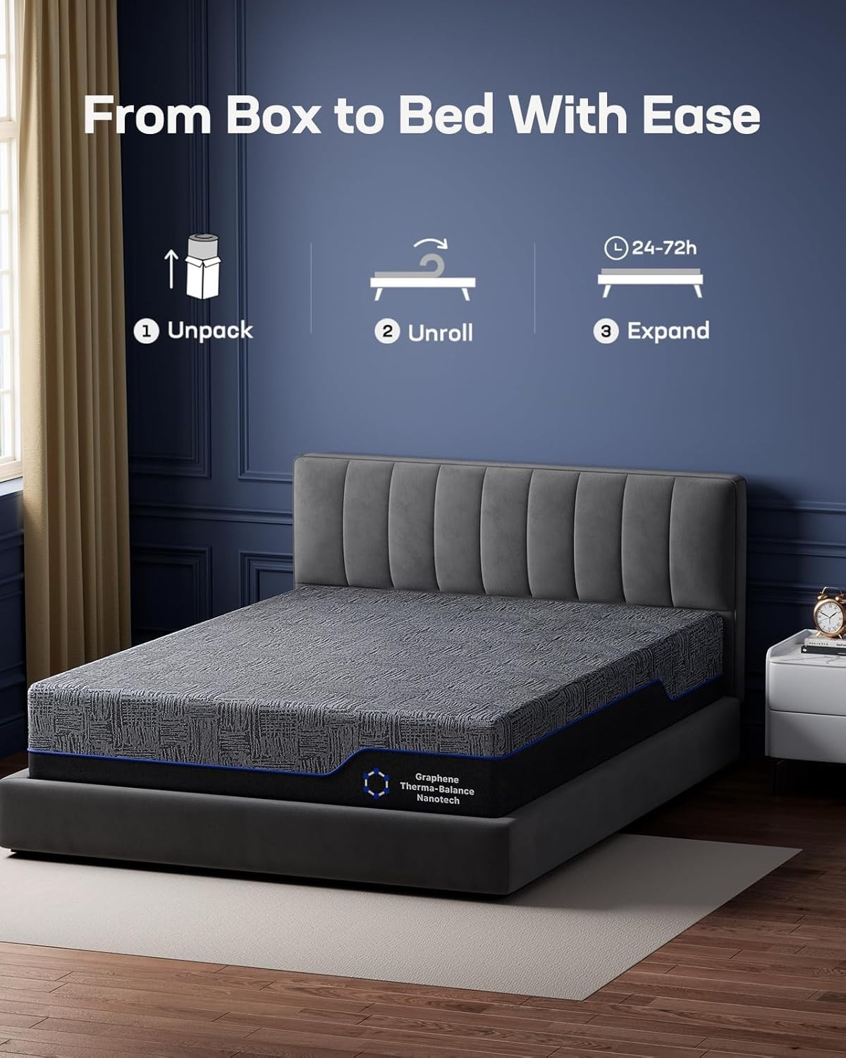 MLILY EGO Copper Gel Memory Foam Mattress 12″ Cal King & Twin XL Bed in Box