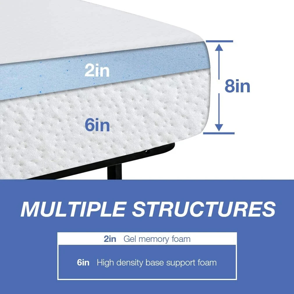 FDW 8″ Memory Foam Mattress Queen Size Gel Mattress Cool Sleep Pressure Release