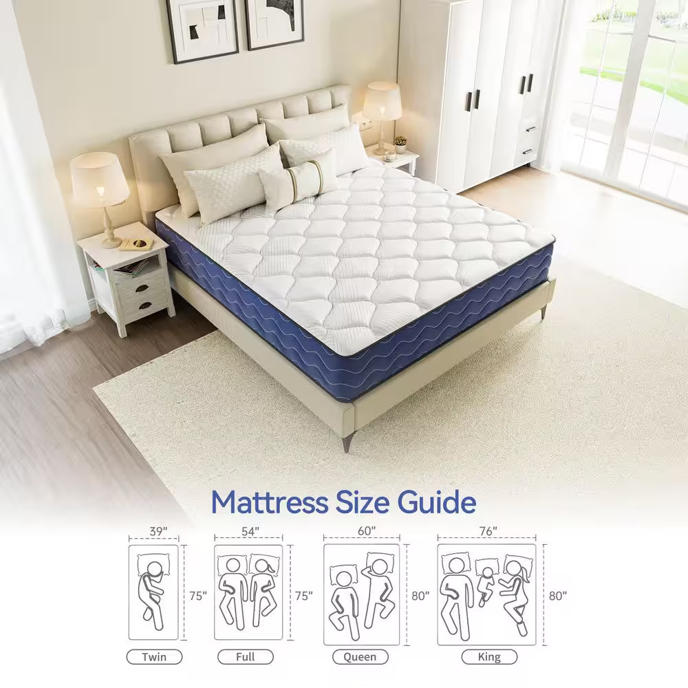 QUEEN Size Firm Memory Foam 12 In. Motion Isolation Innerspring Mattress