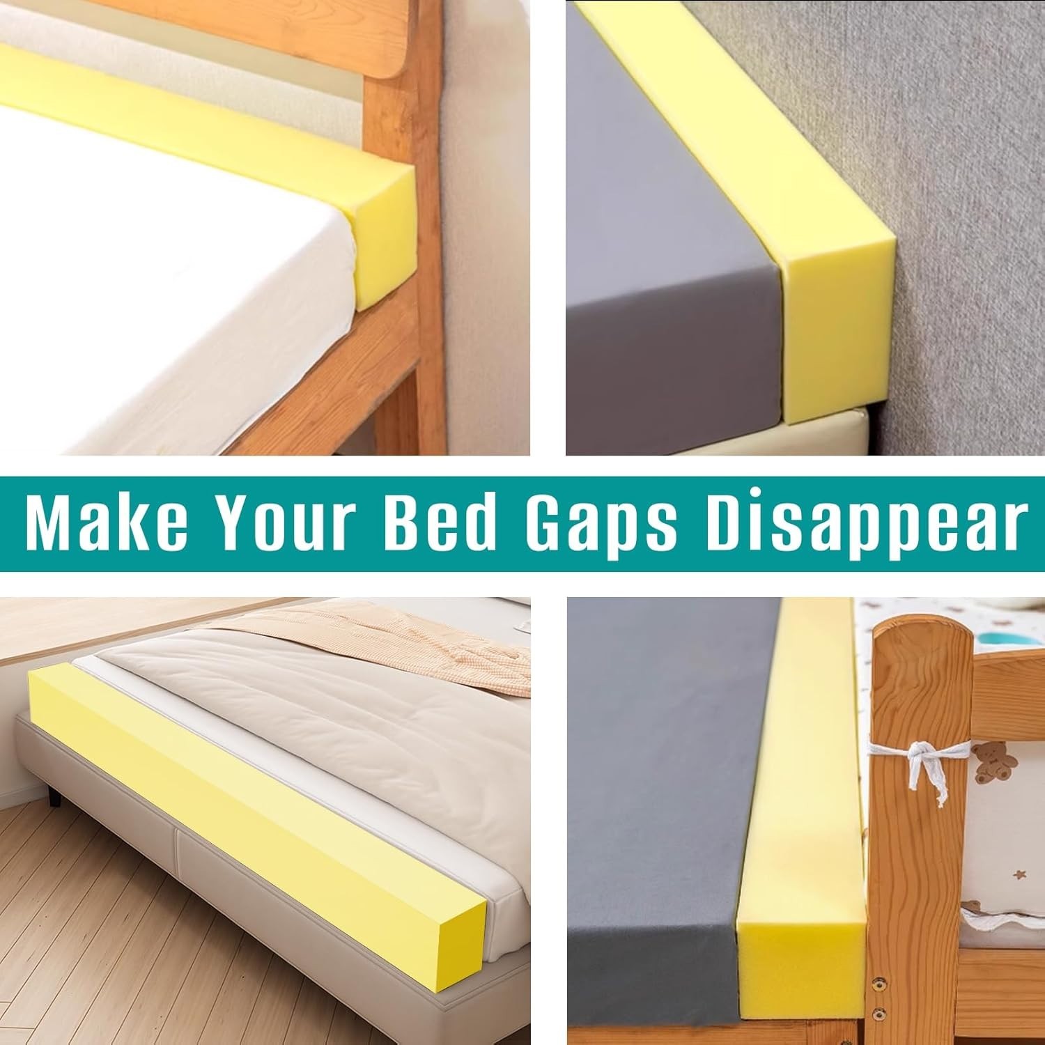 Bed Gap Filler for Twin/Full/Queen/King Mattress, 78” Extra Long High Densit…