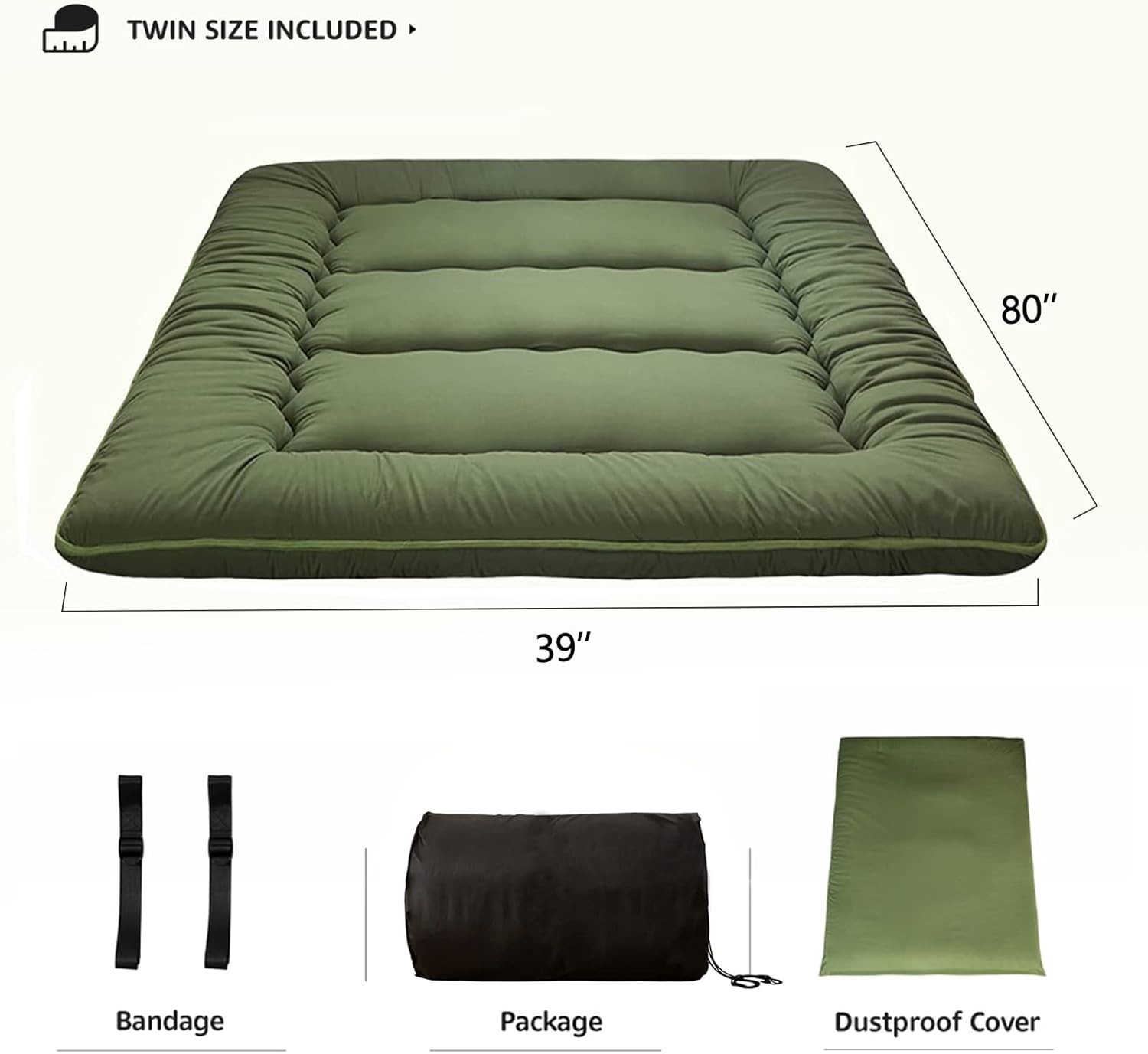 Japanese Futon Mattress Twin Size Floor Mattress, Thicken Tatami Mat Sleeping…