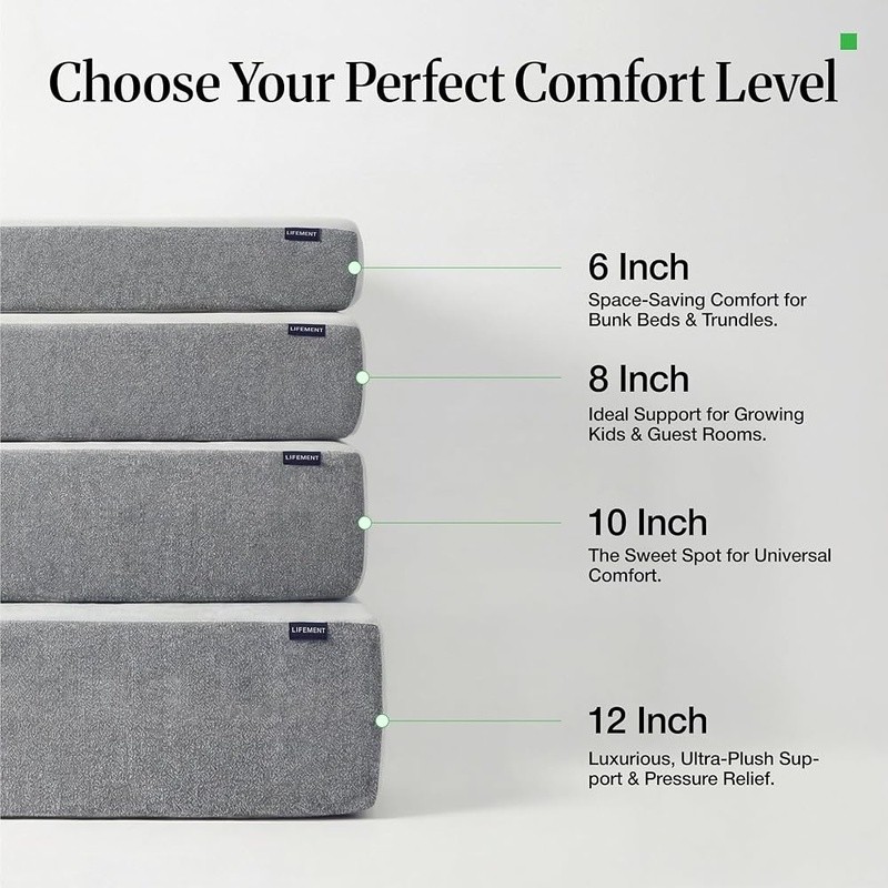 Memory Foam Mattress Medium Firm Support Plush Top Breathable Motion Absorbing