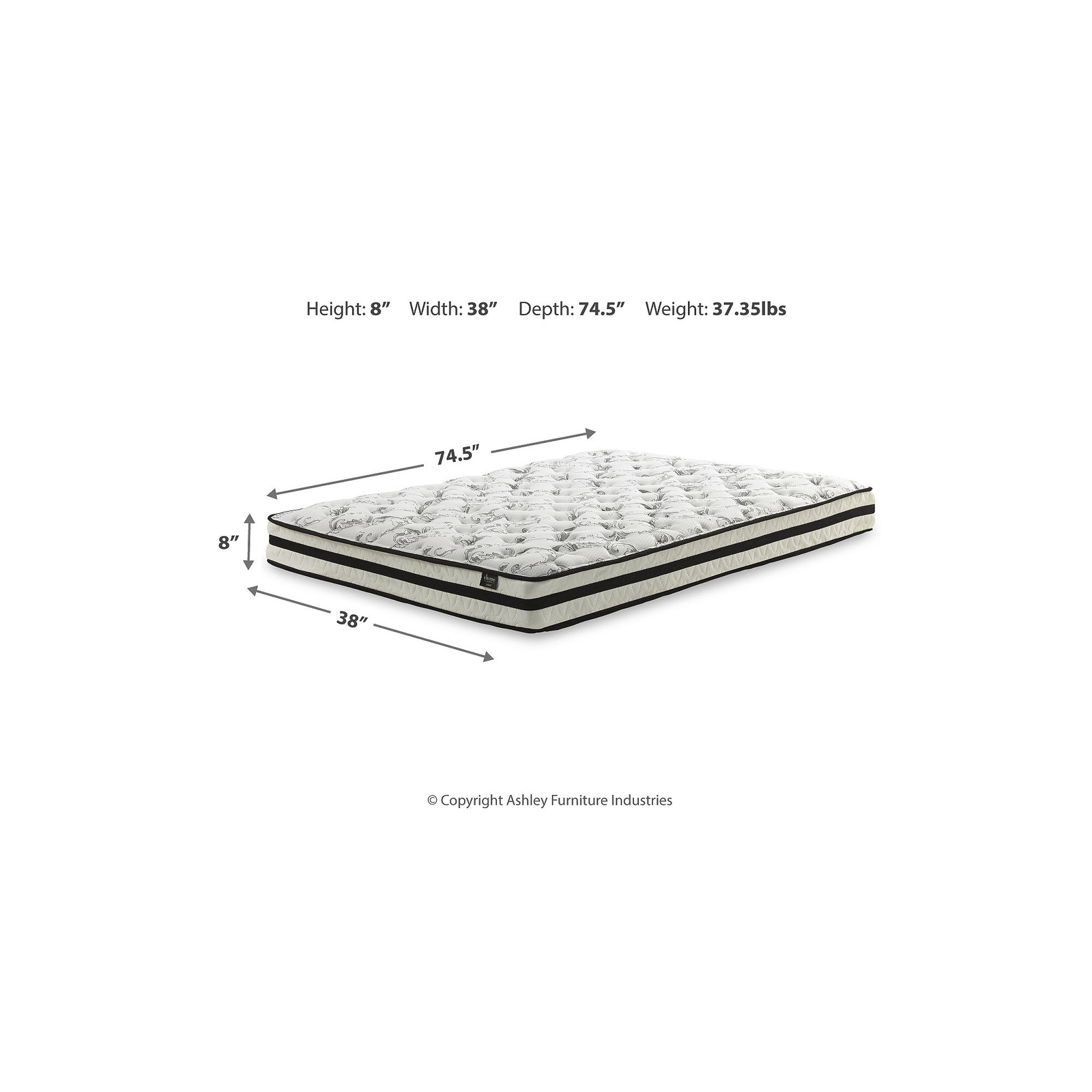Signature Design by Ashley 8 Inch Chime Innerspring Twin Mattress in a Box White