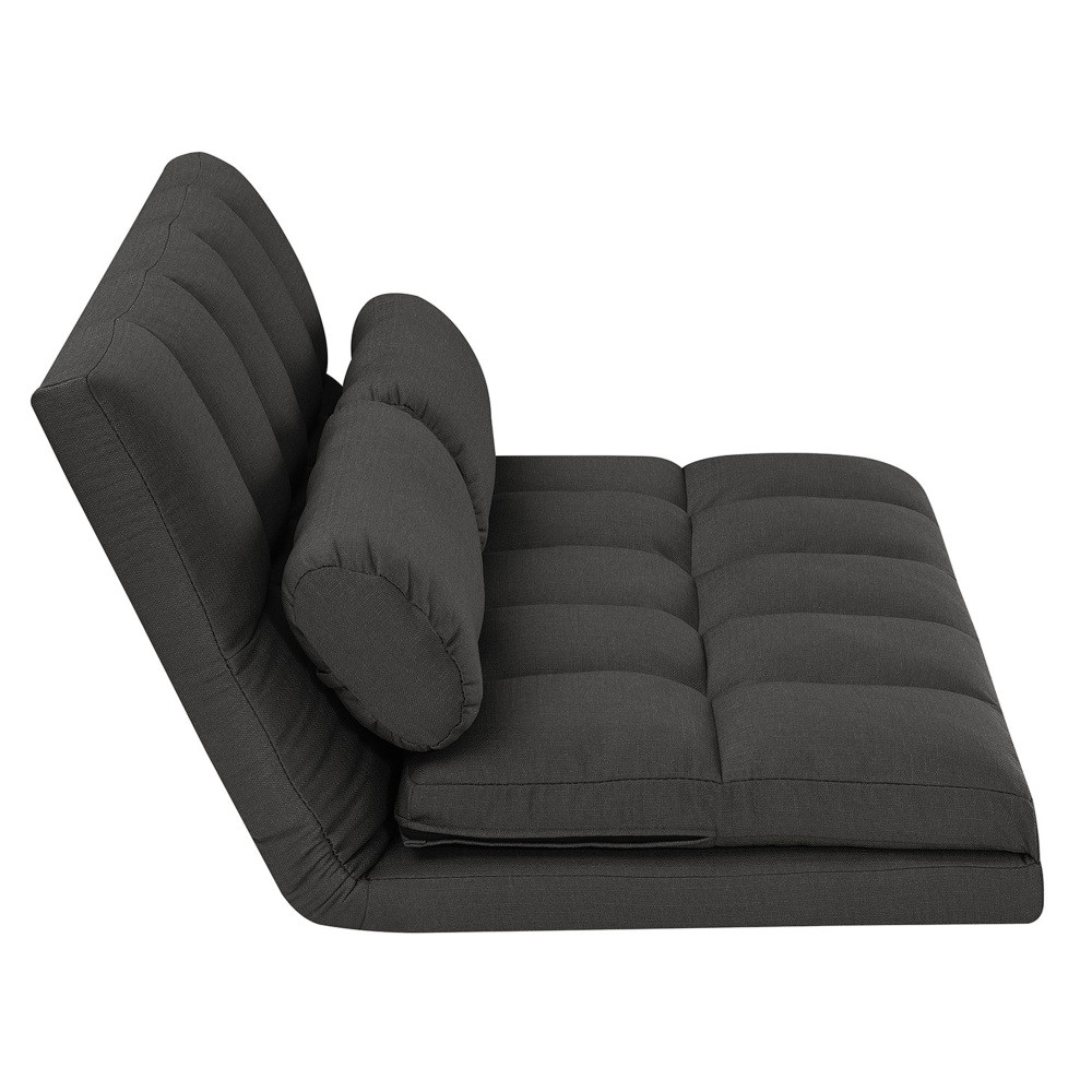 3 Fold Sofa Bed Folding Mattress with 2 Pillows Black High Density Foam Filling