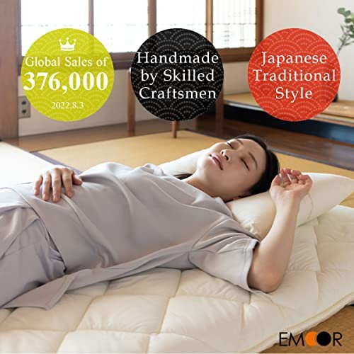 Foldable Futon Mattress Topper CLASSE Full (Mattress 55x79in) White Japanese
