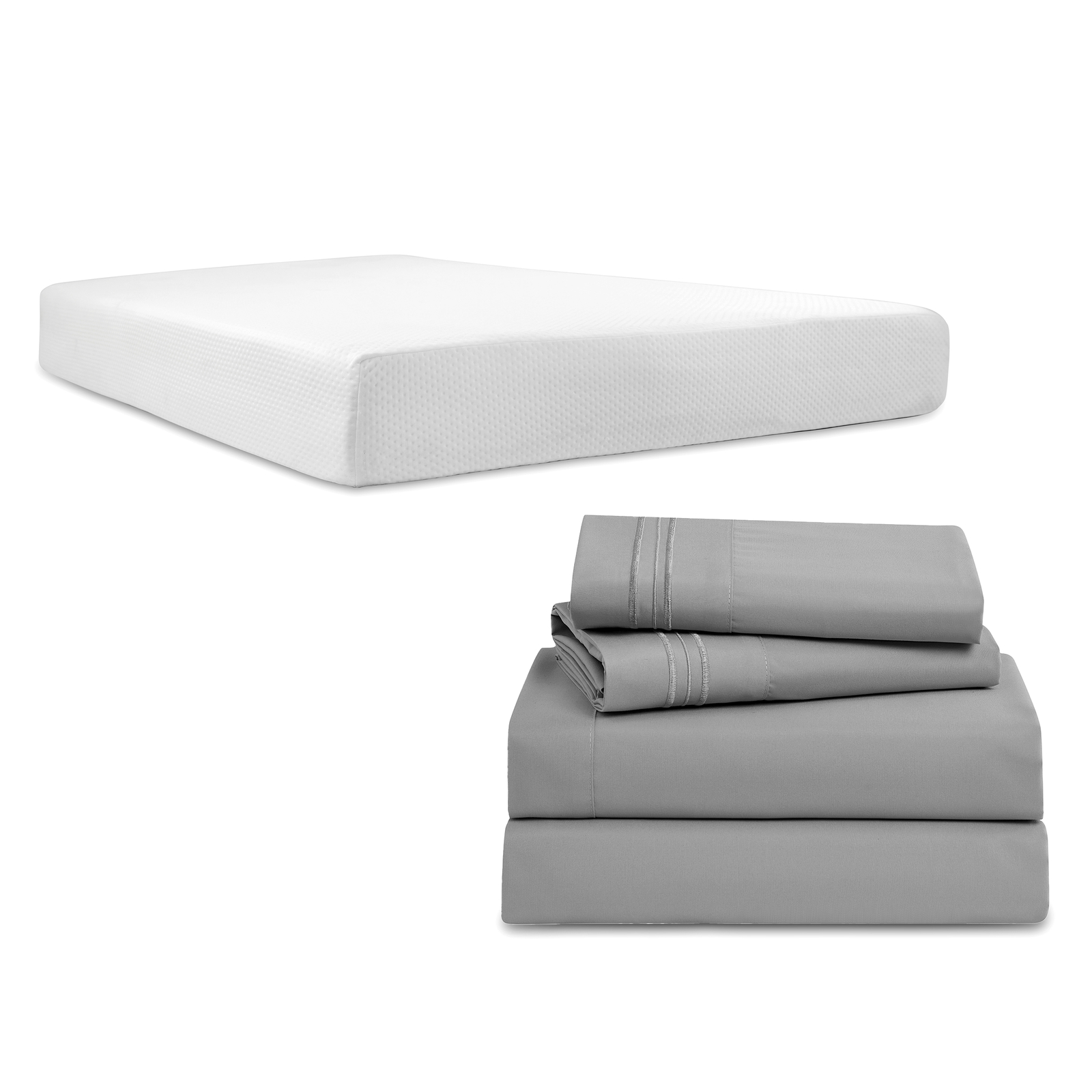 Green Tea 8″ 10″ 12″ Memory Foam Mattress with 4 Piece Deep Pocket Bed Sheet Set