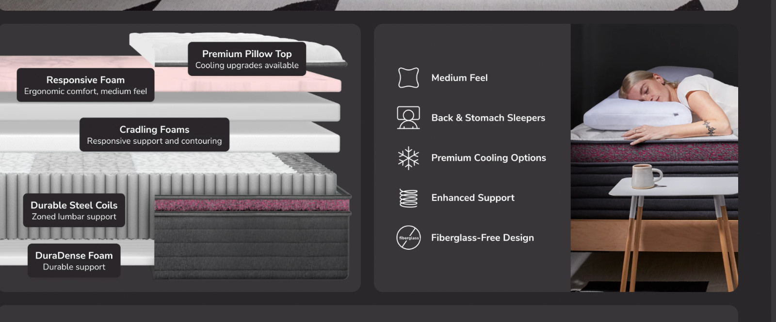 2024 Award-HELIX Premium Dusk Luxe Queen Mattress, Extra Support w/ Cooling Tech
