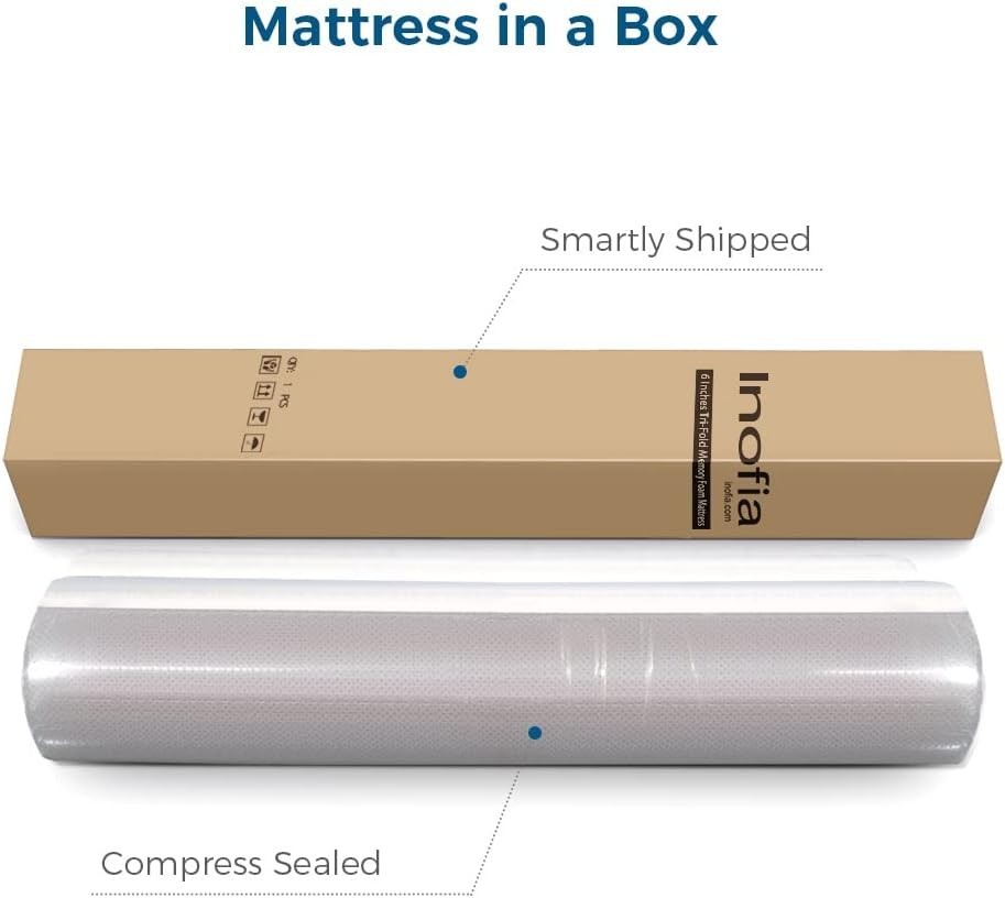 Portable 6-Inch Twin Folding Mattress – Trifold Memory Foam with Removable Cover
