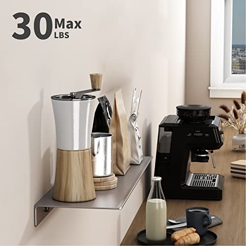 Danpoo Estante de pared de metal, pequeño estante flotante de 16 pulgadas Gris