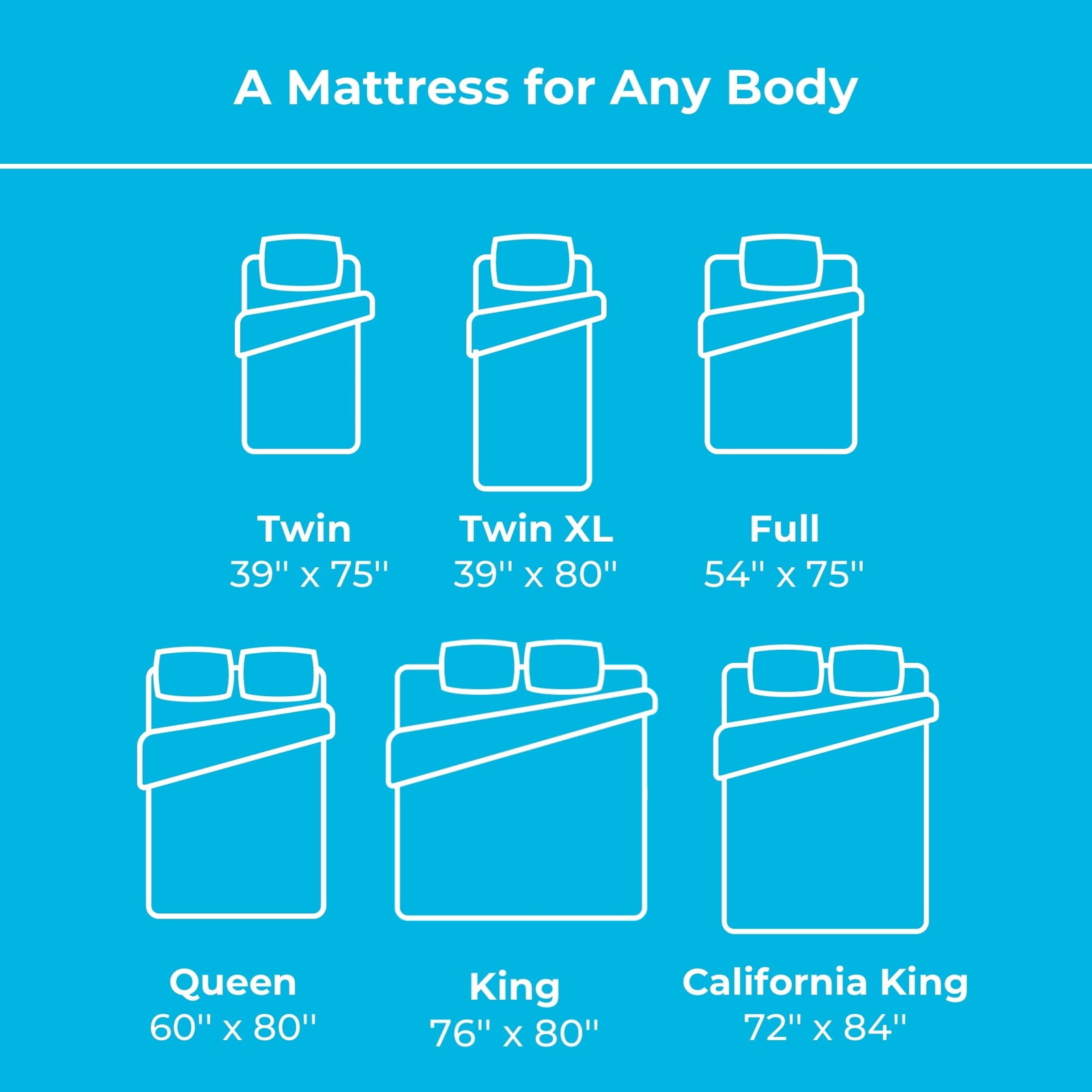 Bed Mattress Gel Memory Foam Cal King King Queen Full Twin Twin XL sizes