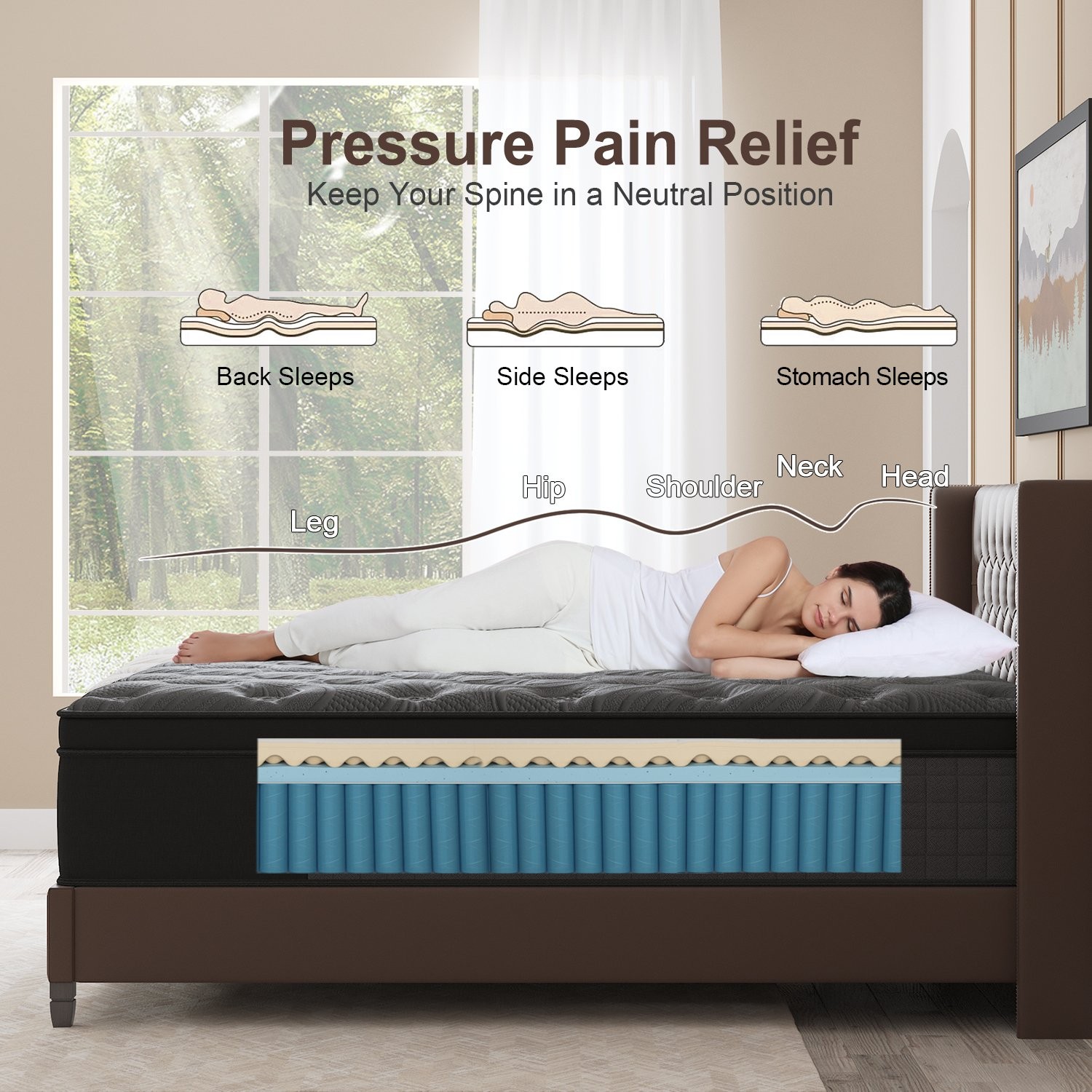 10″12″14″ Twin Full Queen King Mattress in a Box Hybrid Spring Memory Foam