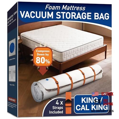 Mattress Vacuum Storage Bag for Memory Foam, Latex and Hybrid King, Cal King