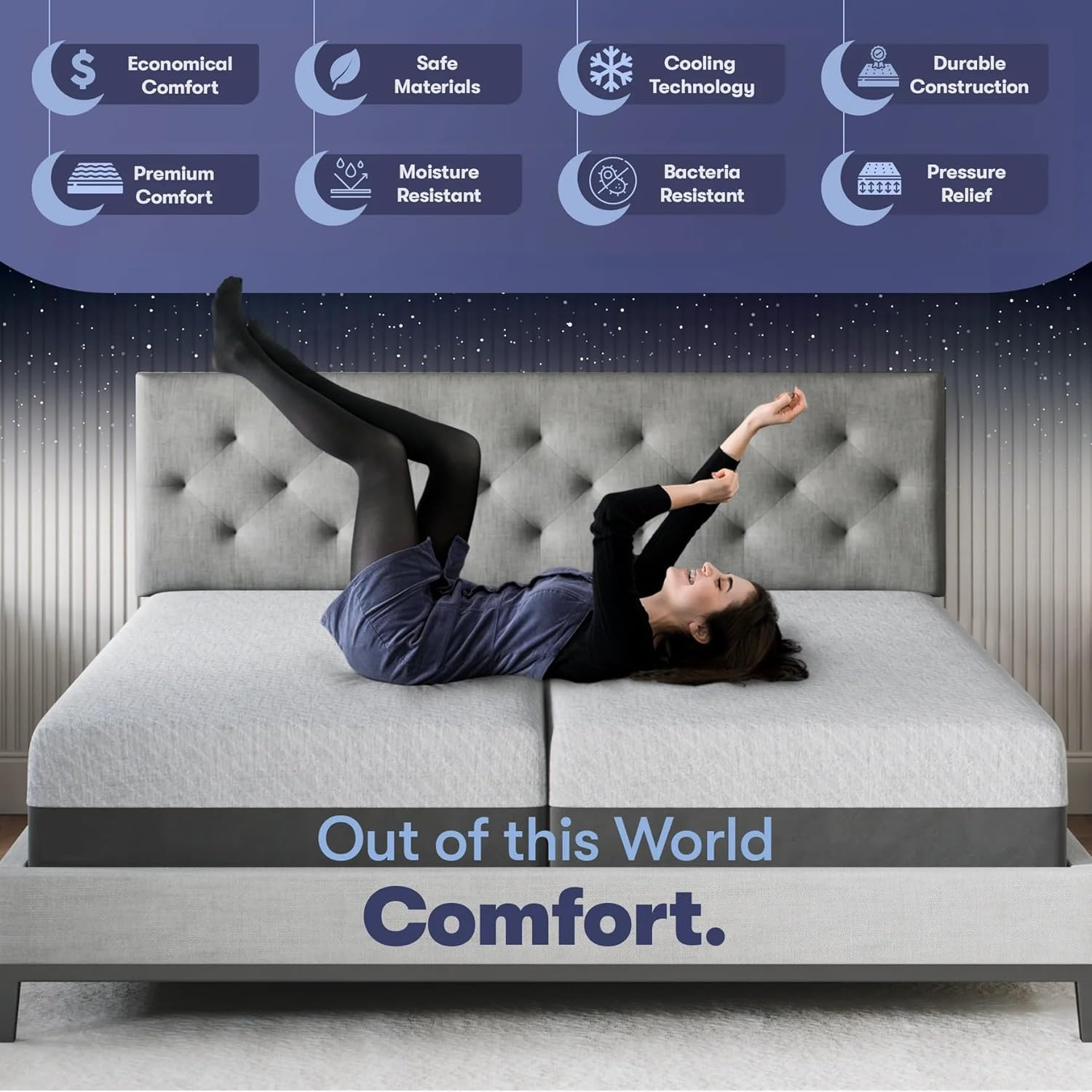 Cooling Gel Memory Foam Split King Mattress – Soft, USA Made, Certipur-US®