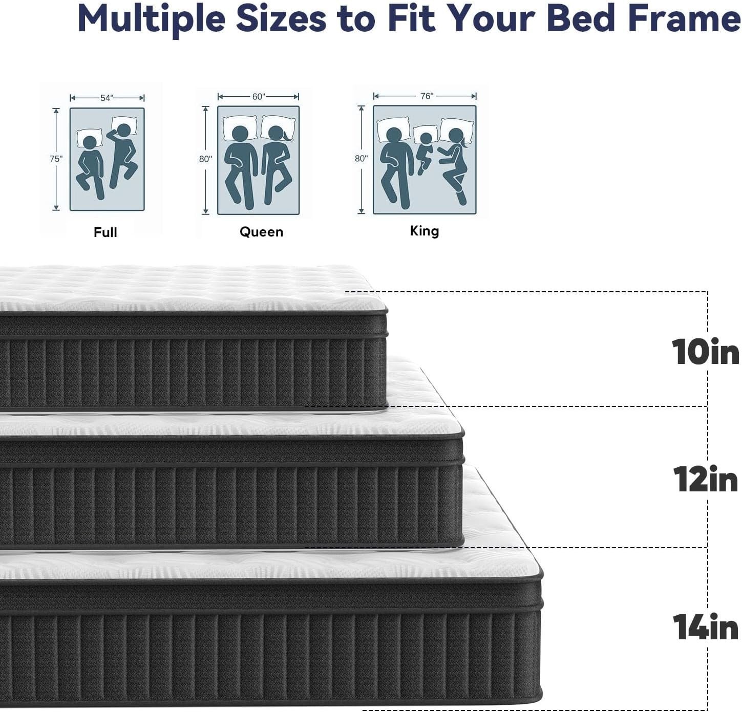 Queen Mattress, 12 Inch Queen Hybrid Mattress in a Box, Upgrade Individually …