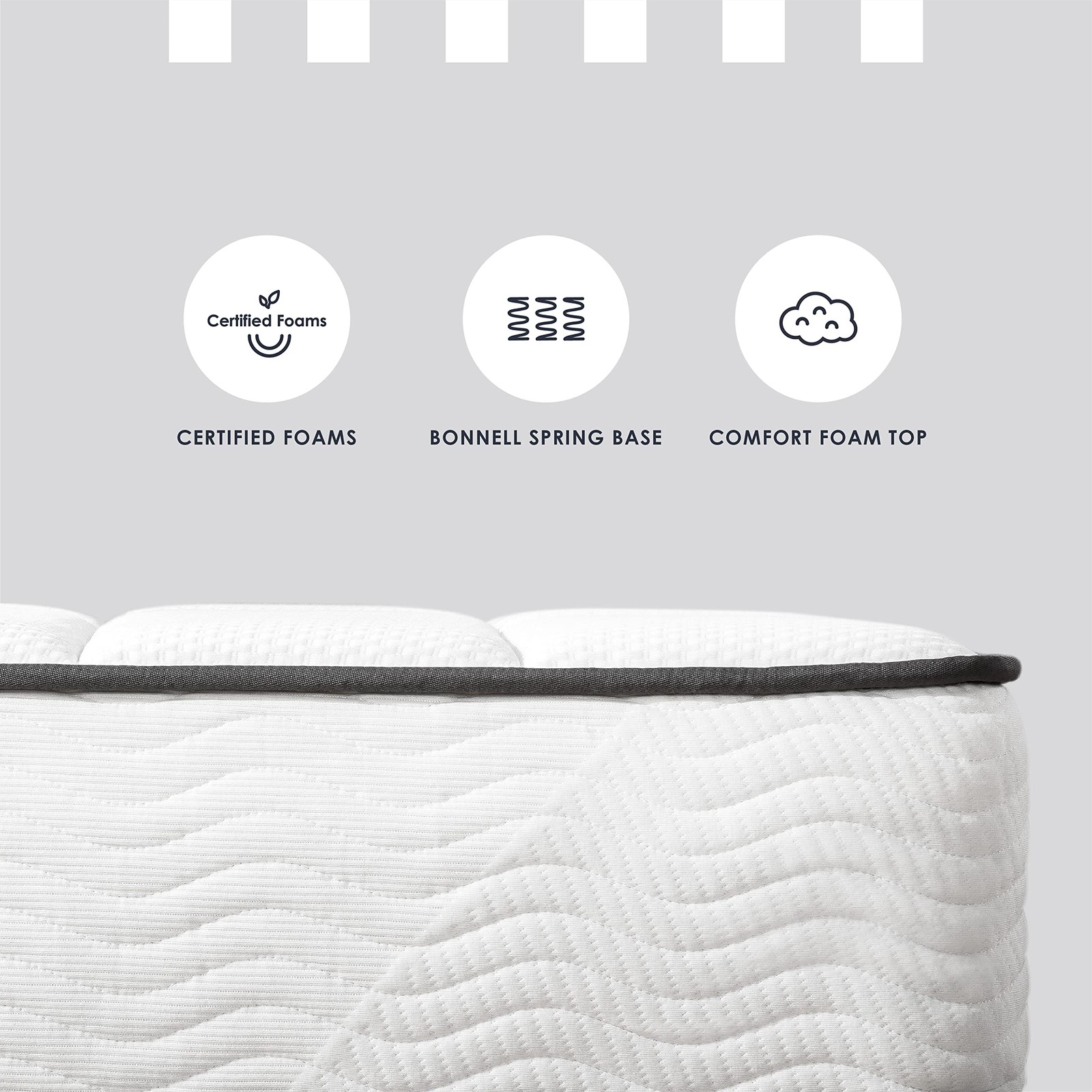 8 Inch Bonnell Spring Mattress, Comfort Foam Top with Innerspring Base, Certi…