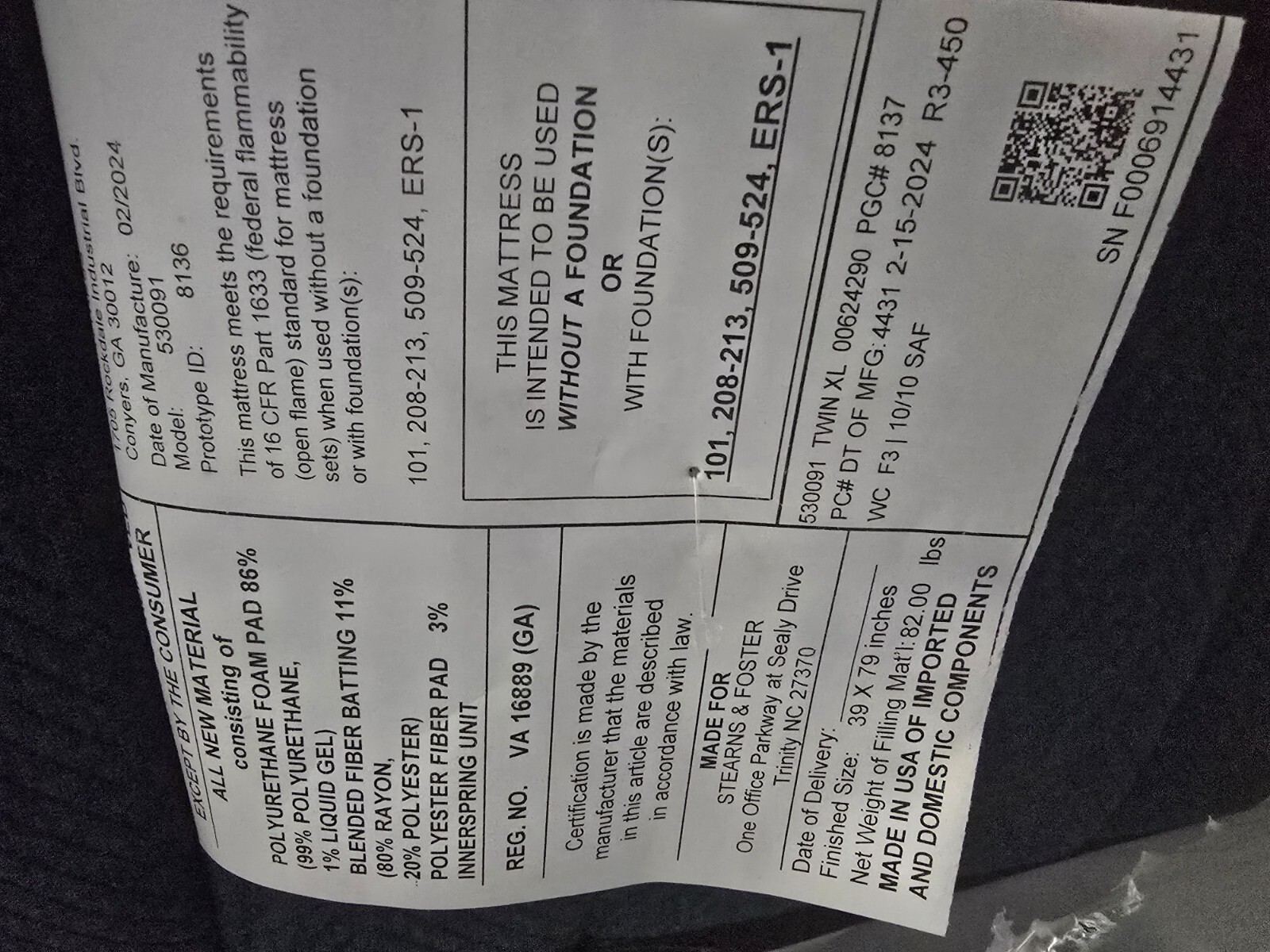 Twin XL 15″ Stearns & Foster Estate Euro Pillowtop Soft Mattress +BONUS GIFTS!