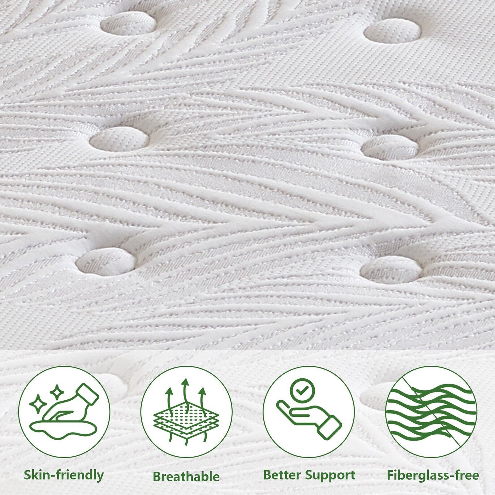 14″ Twin Full Queen King Memory Foam Spring Hybrid Mattress Medium Firm Mattress