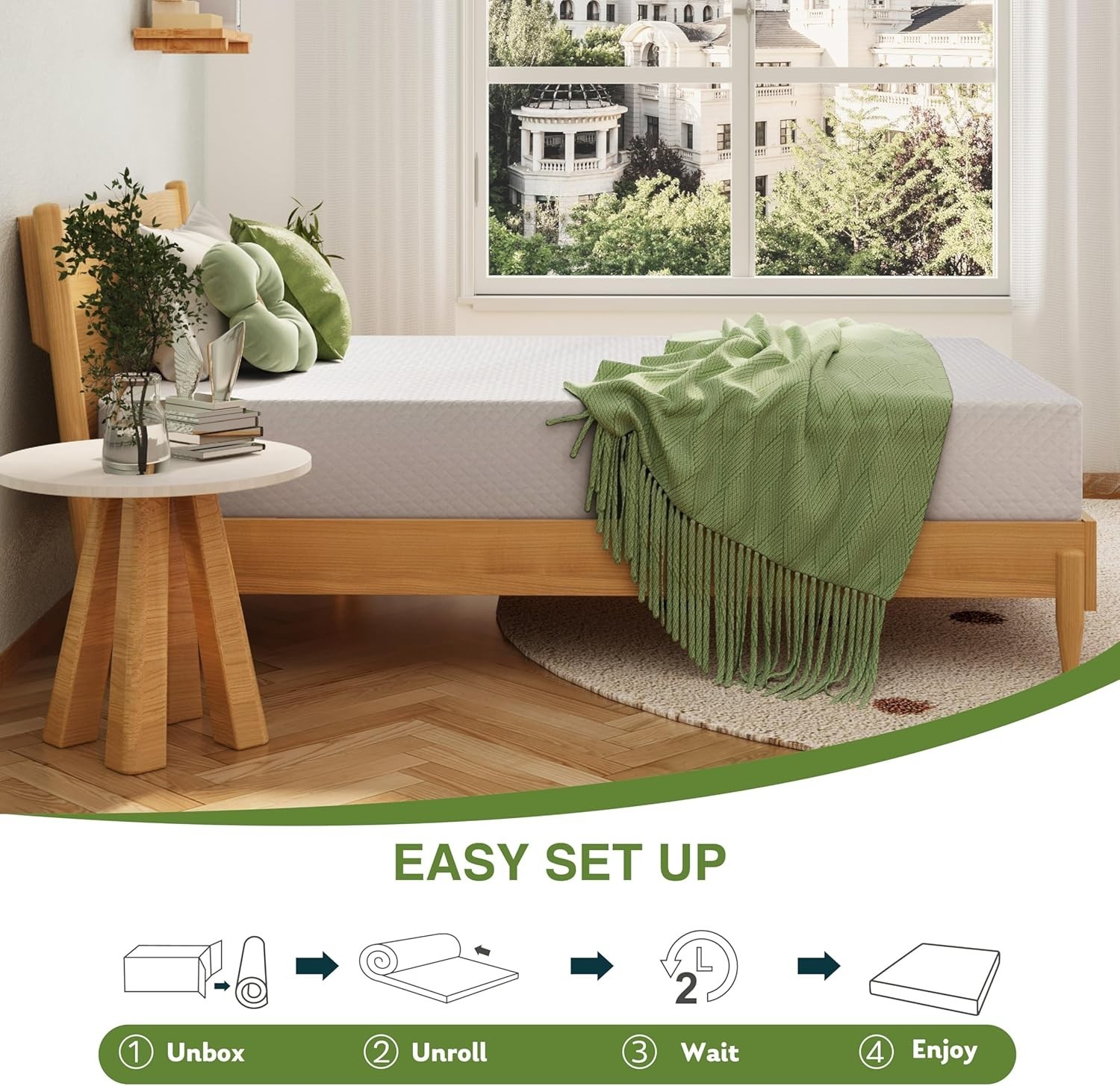 6 Inch Twin Mattress for Kids, Memory Foam Mattress with Cooling Green Tea Ge…