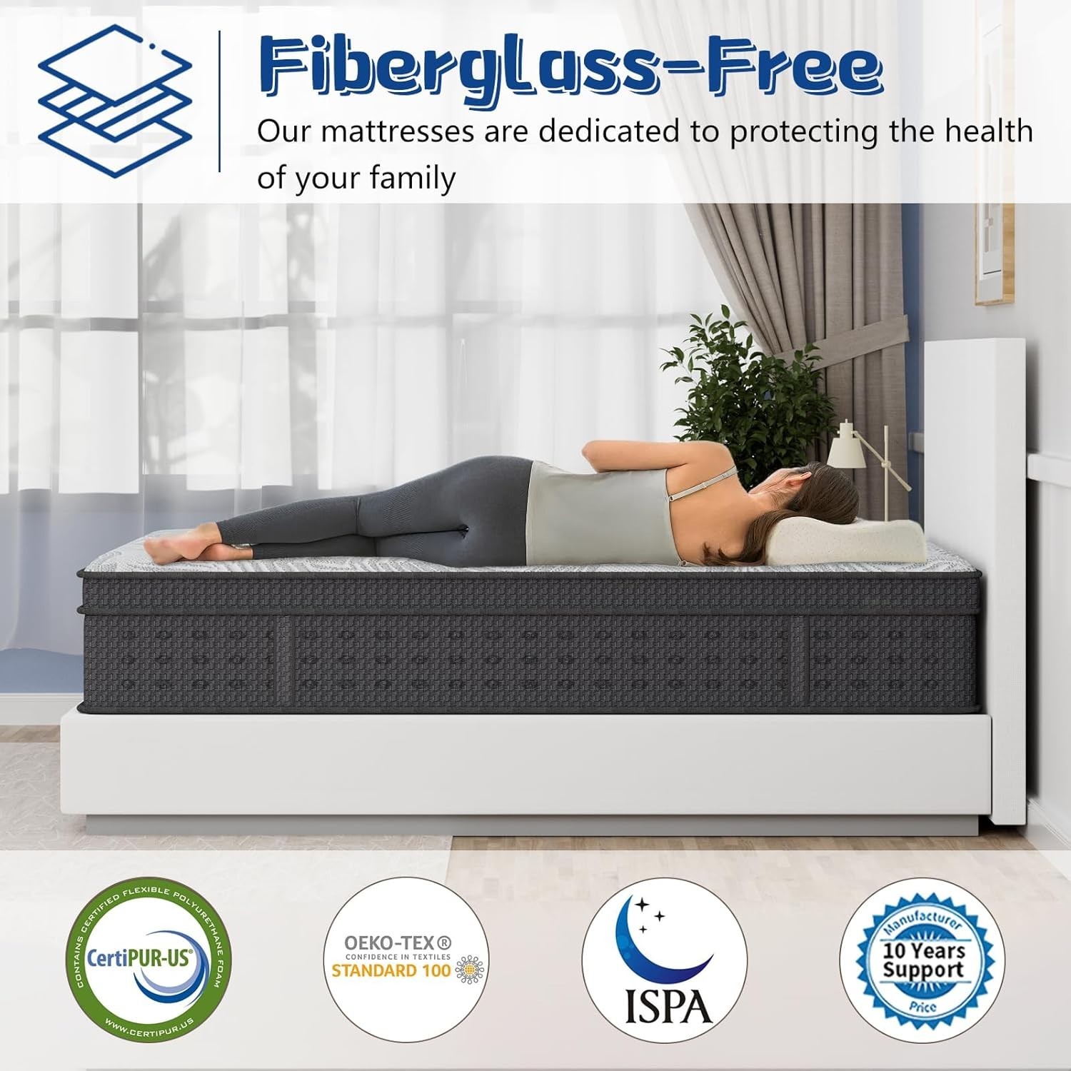 14″ Cal King Mattress Hybrid Spring Medium Firm Gel Memory Foam Bed in a Box