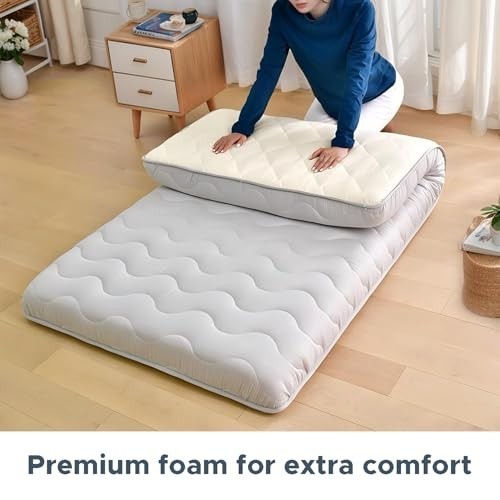 Foldable Japanese Futon Mattress – 3.5″ Thick Foam Sleeping Pad for Kids & Adult