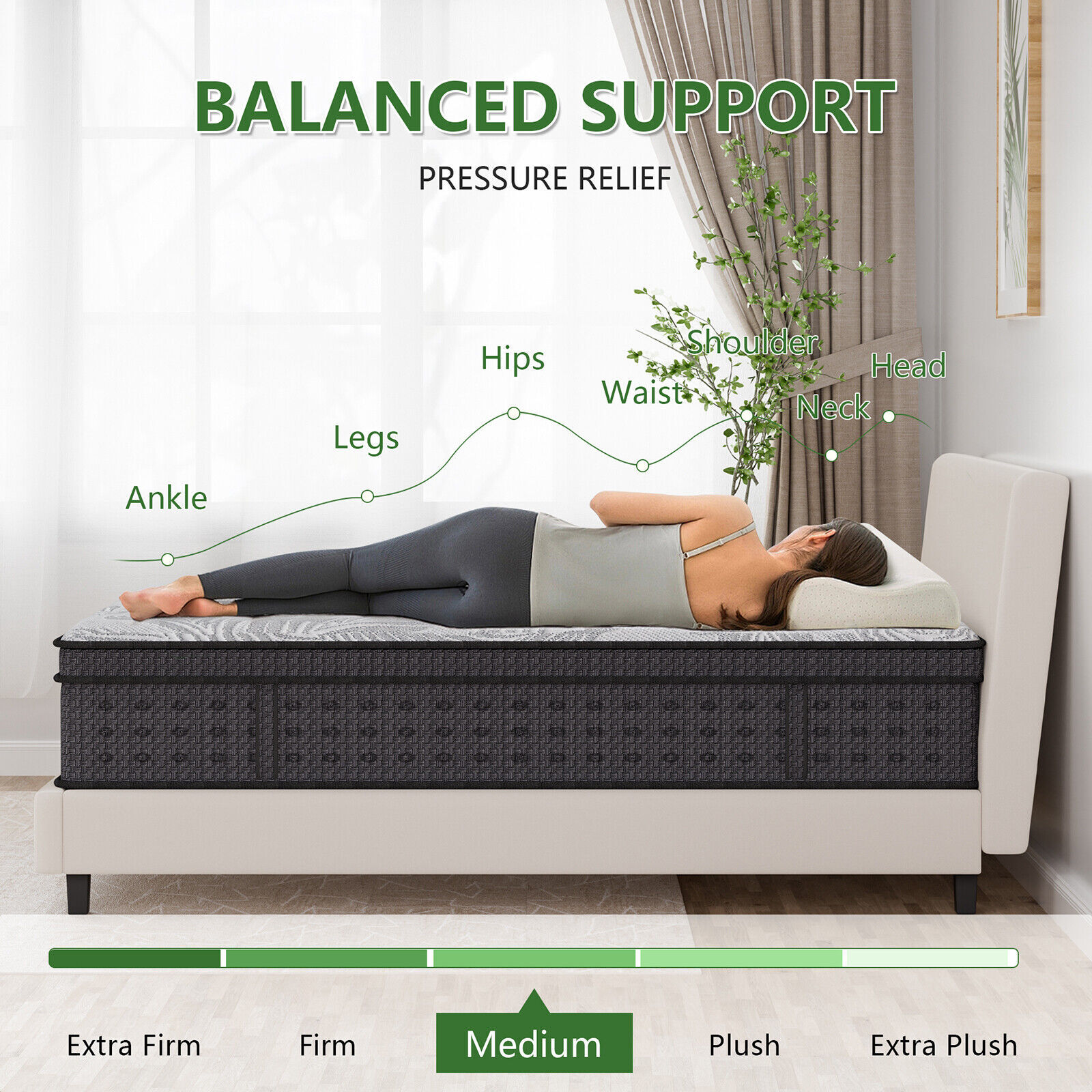 14″ Full Mattress Memory Foam Pocket Coils Hybrid Mattress CertiPUR-US Certified