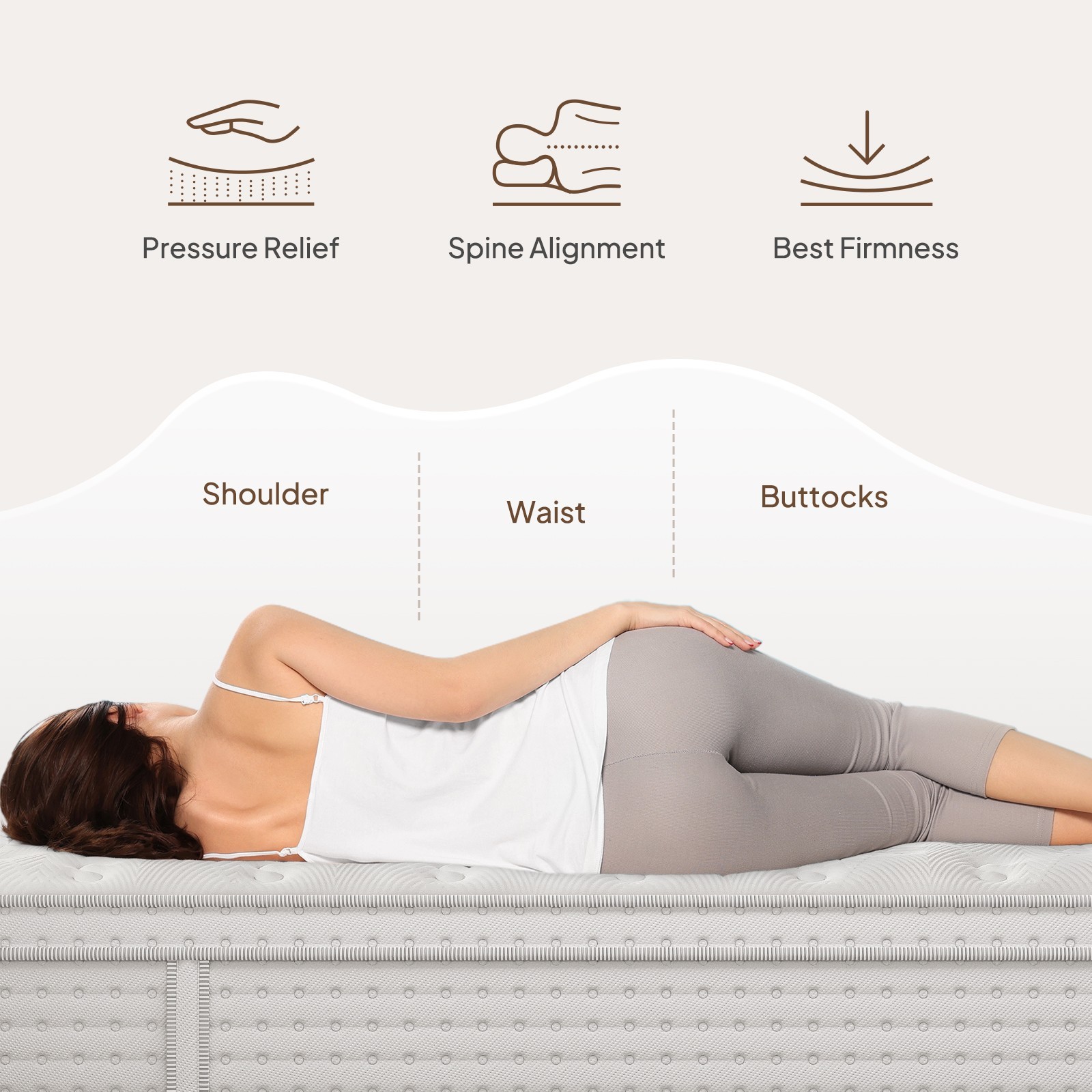 14” Hybrid Mattress – Queen, Memory Foam & Pocket Springs for Pressure Relief