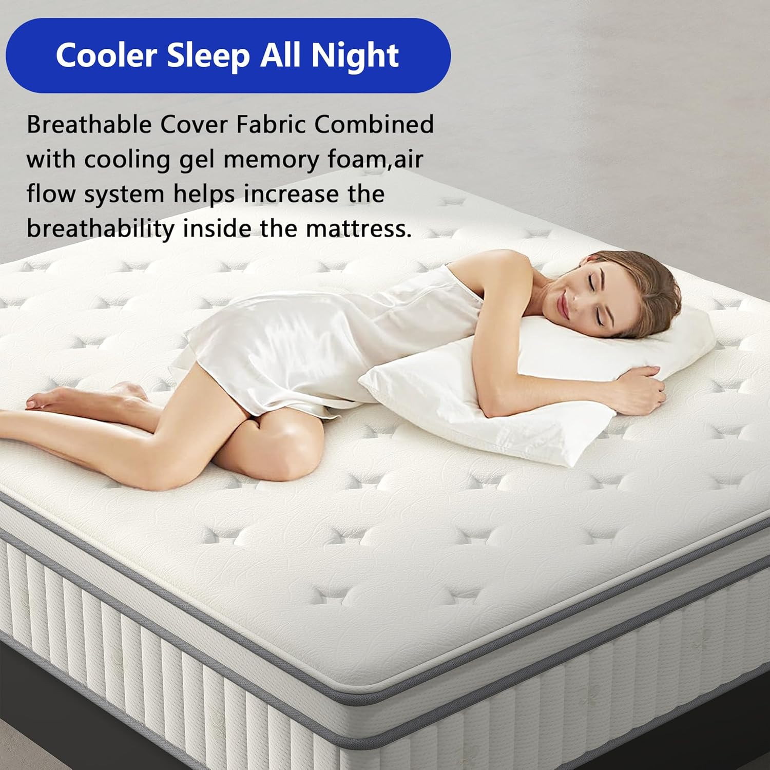 14″ King Size Hybrid Mattress – Gel Foam & Pocket Springs, Medium Firm Comfort