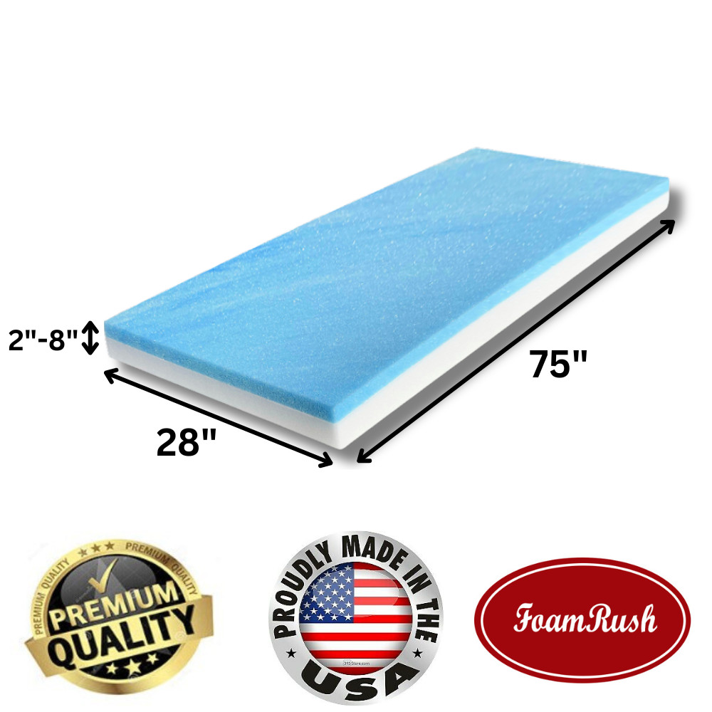 FoamRush Bunk (28″ x 75″) Cooling Gel Memory Foam RV Mattress Medium Firm USA