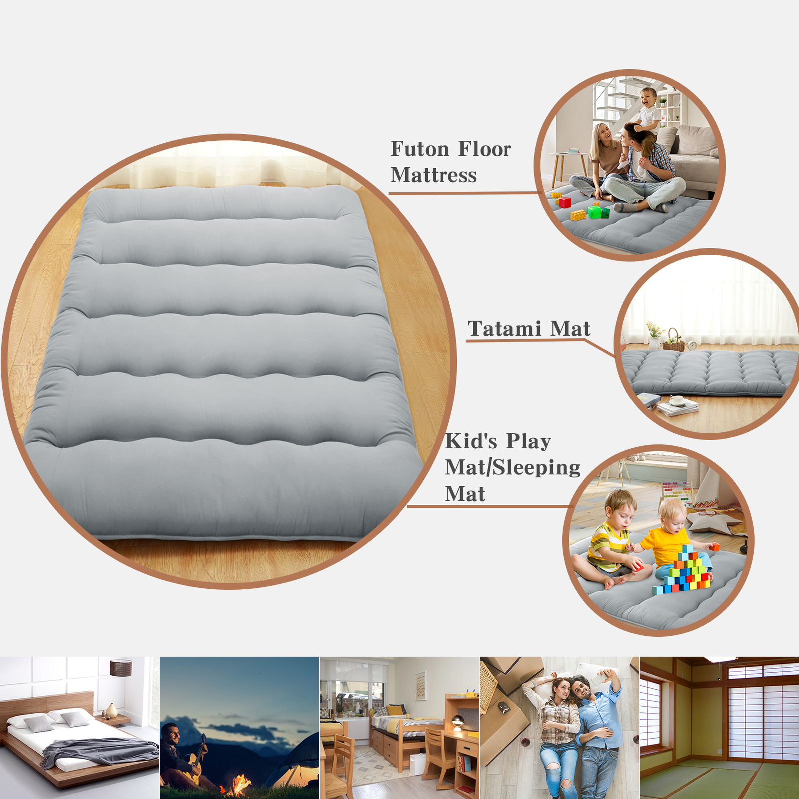 Japanese Style Floor Futon Mattress,Folding Futon Mattress Sleeping Mattress Pad