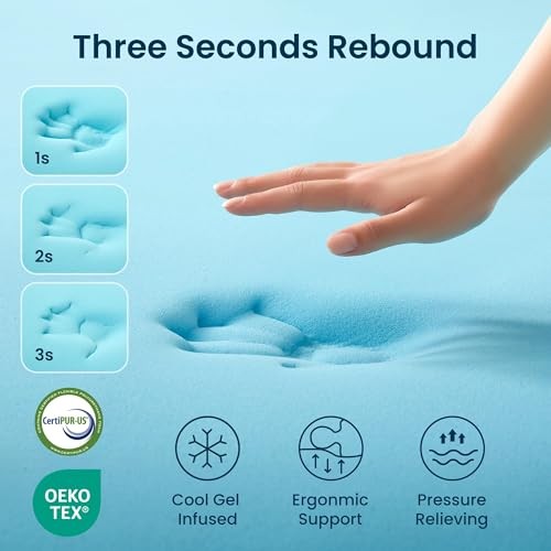 Dual Layer 3 Inch Memory Foam Thick Mattress Topper, 2 inch Cooling Gel