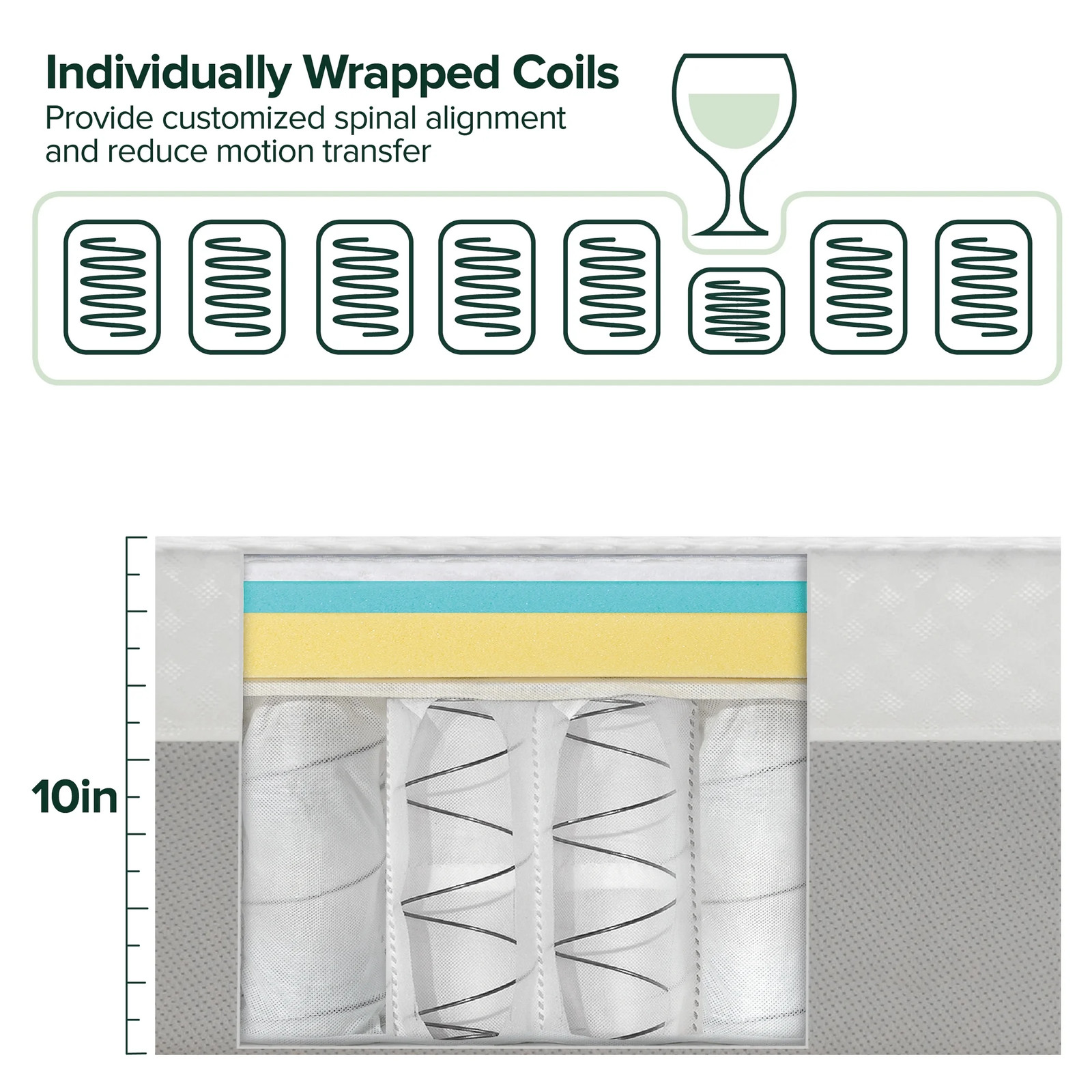 Cooling Airflow 10″ Hybrid Mattress in a Box, Adult, Queen