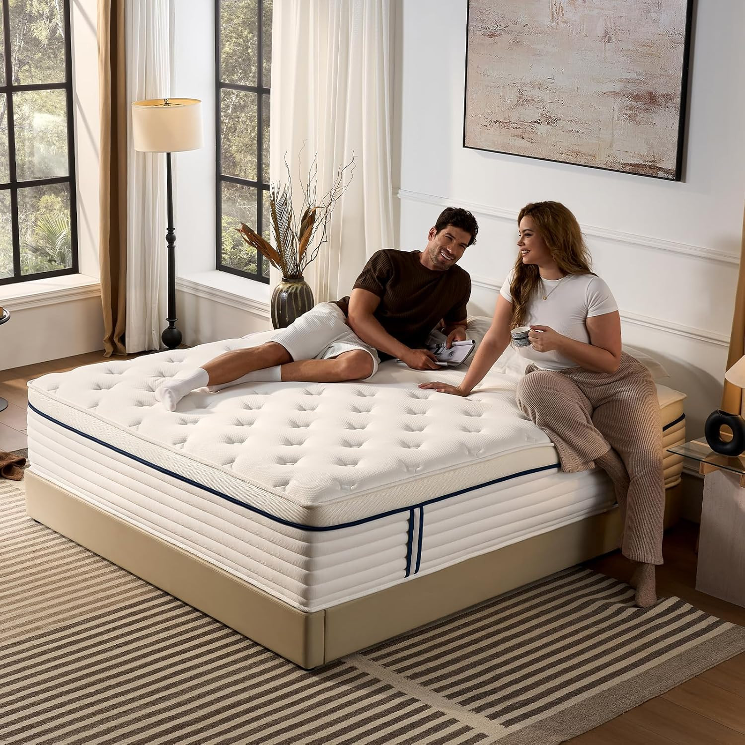 Luxury 12″ Queen Hybrid Mattress, Memory Foam & Pocket Springs, 365-Night Trial