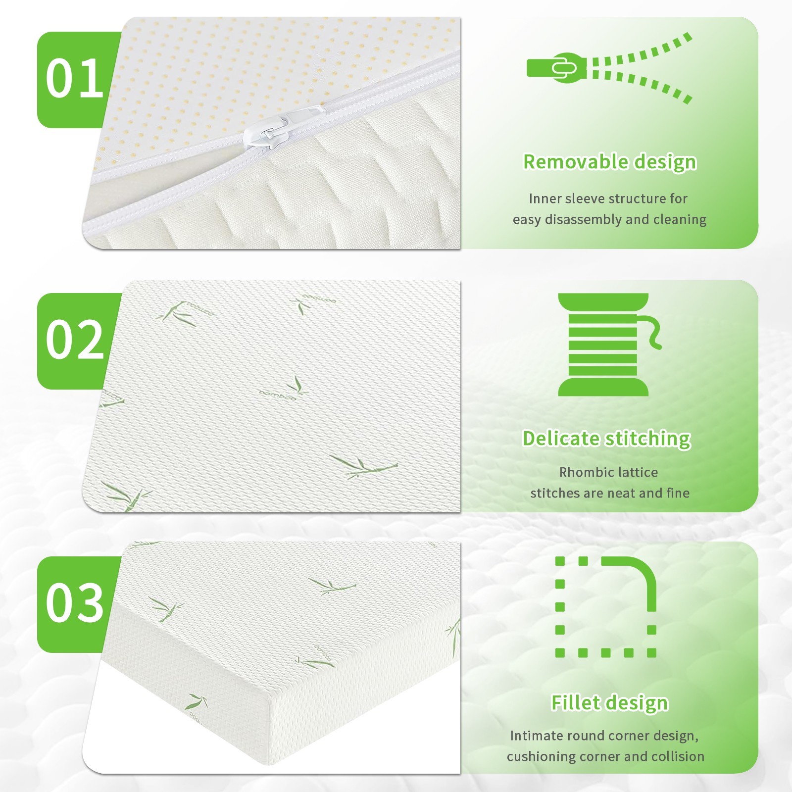 8″ Twin Size Gel Memory Foam Breathable Bamboo Cover Mattress in a Box For Kids