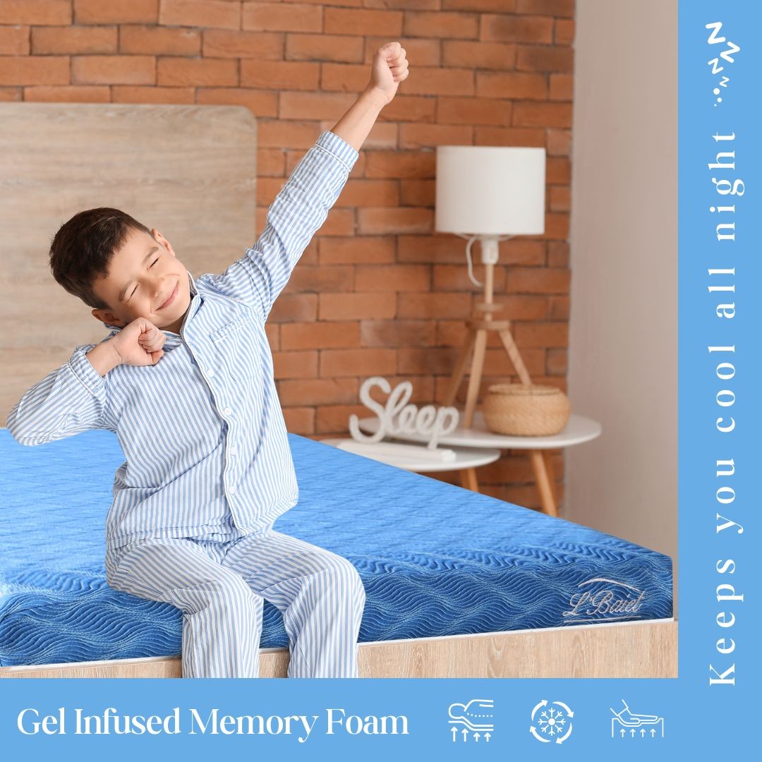 L’Baiet 6″ Bed in a Box Medium Firm Cooling Foam Full Size Mattress in Blue