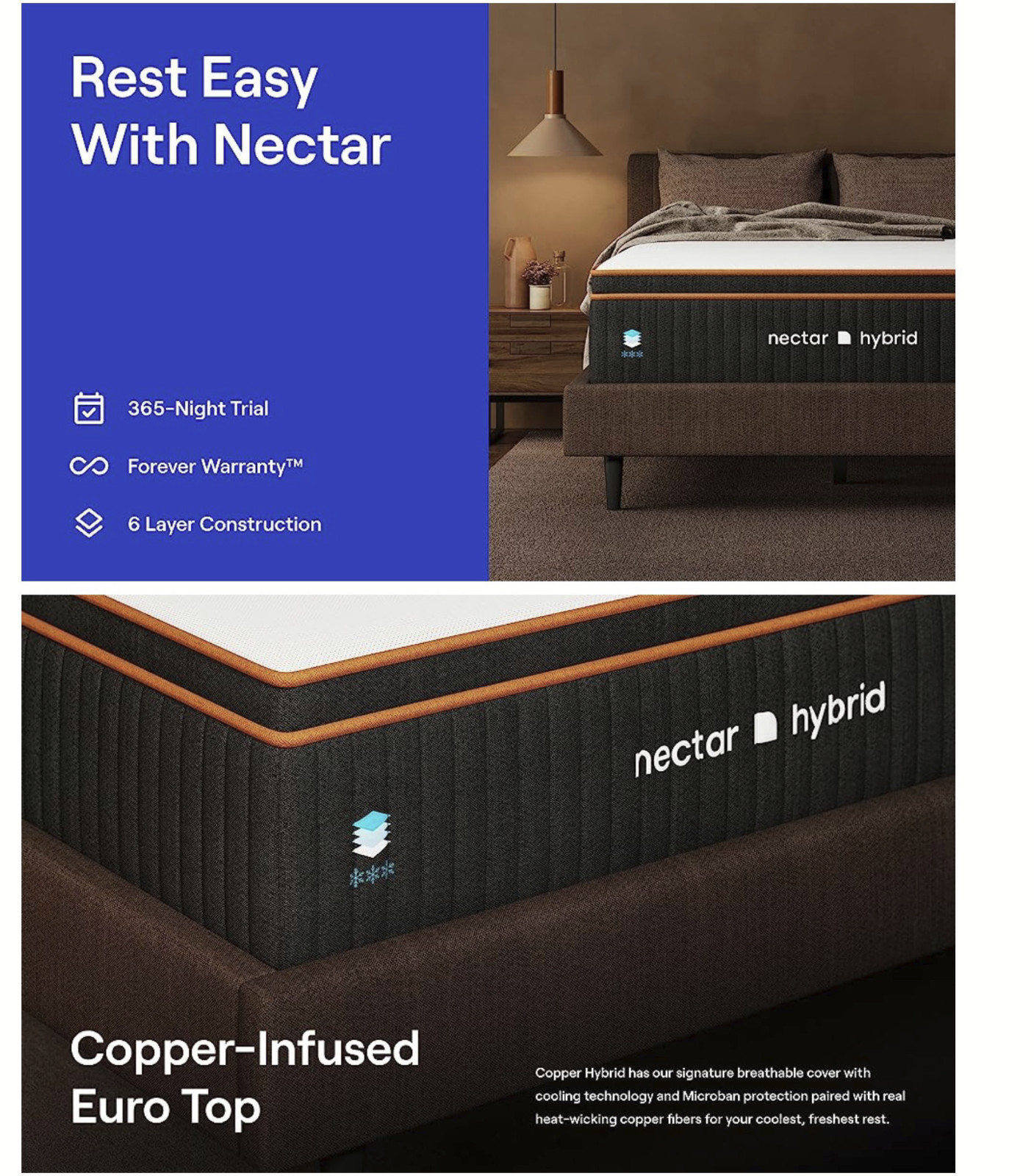 Nectar Premier Copper Hybrid Twin Mattress 14 Inch Medium Firm Memory Foam Steel