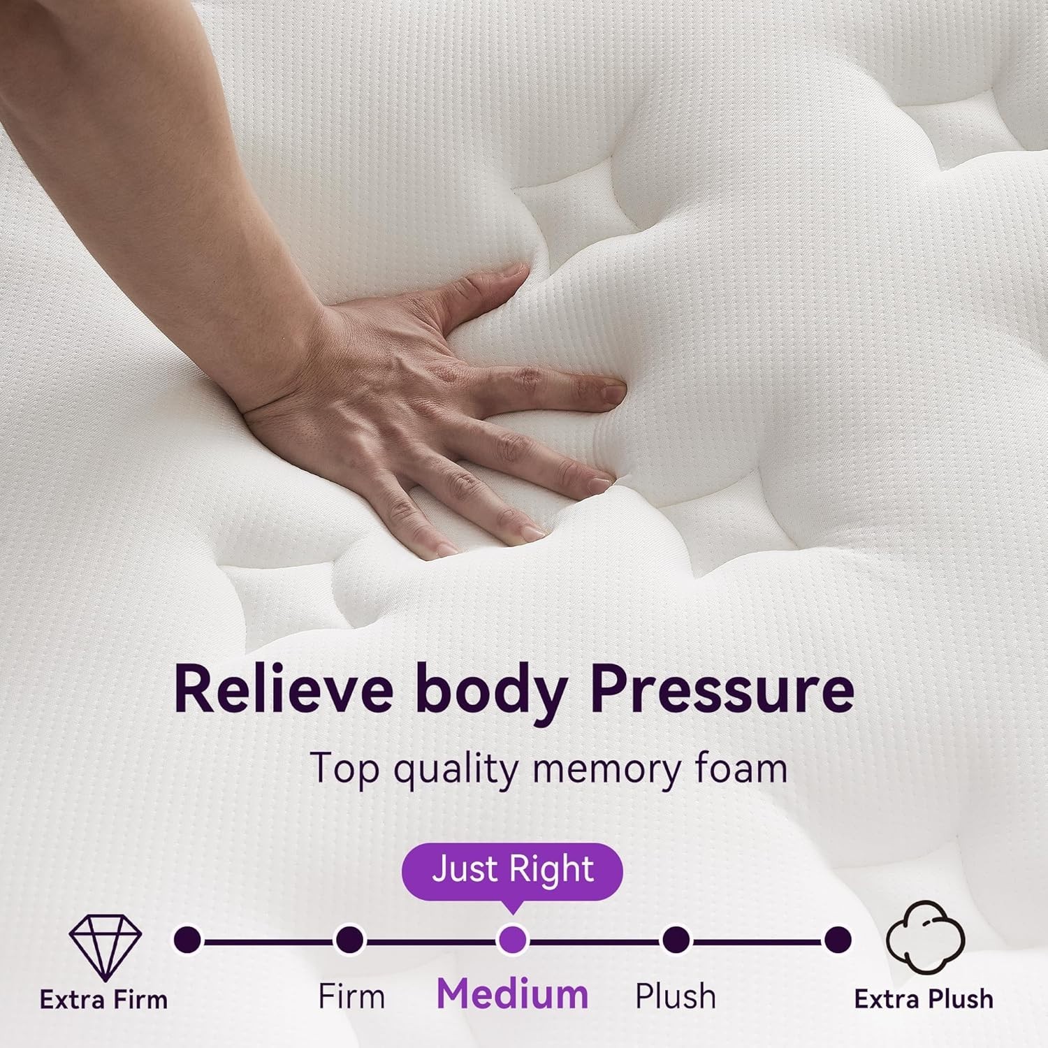 12″ Queen Mattress in a Box Purple Hybrid Mattress with Gel Memory Foam & Pocket