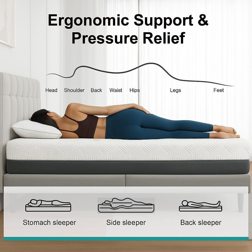 Omne Fria 12” Gel Memory Foam California King Mattress – Plush & Cooling