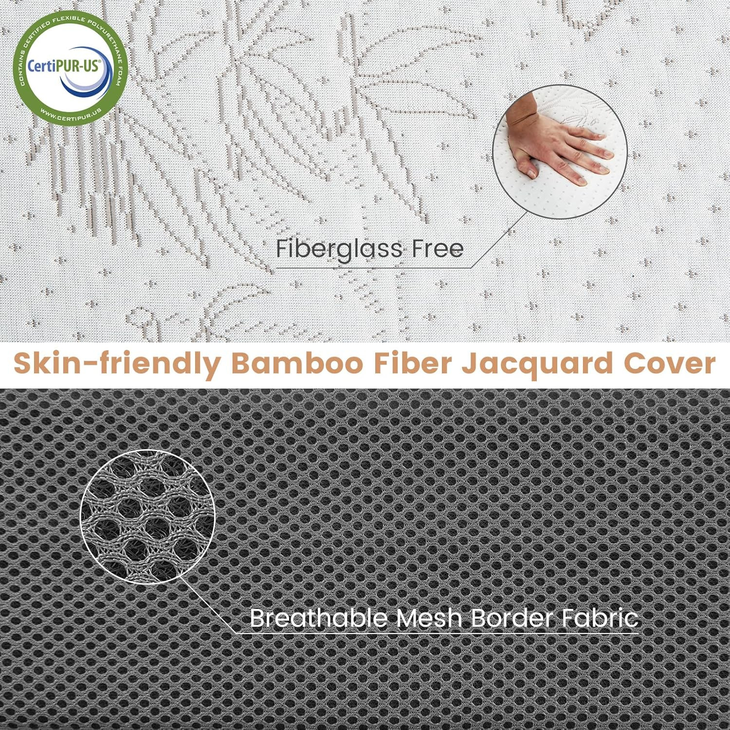 Folding Mattress, 4 Inch Gel-Infused Tri-Fold Mattress with Bamboo Cover & Carry