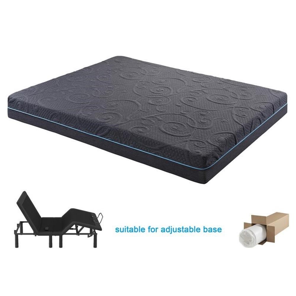 Lexicon Homelegance Bedding 8″ Fabric Queen Gel Memory Hybrid Mattress in Gray