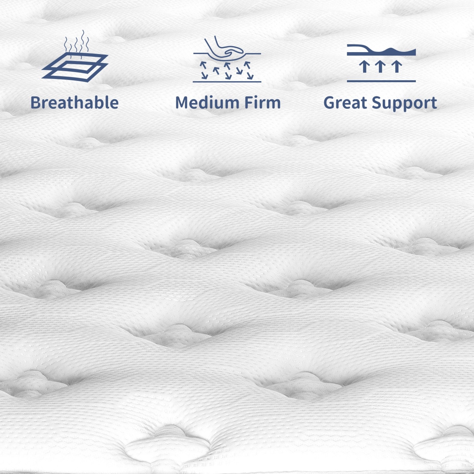 Twin Hybrid Mattress 12″ – Memory Foam Medium Firm Breathable Gray Trim